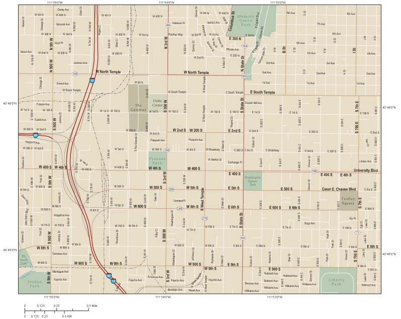 Salt Lake City Downtown Wall Map by Map Resources - MapSales