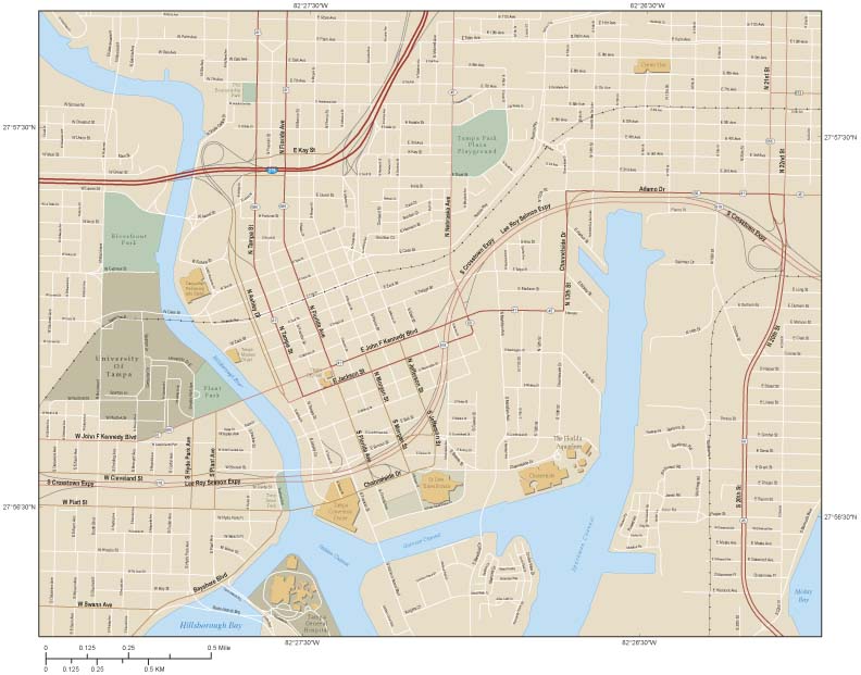 Tampa Downtown Wall Map by Map Resources - MapSales