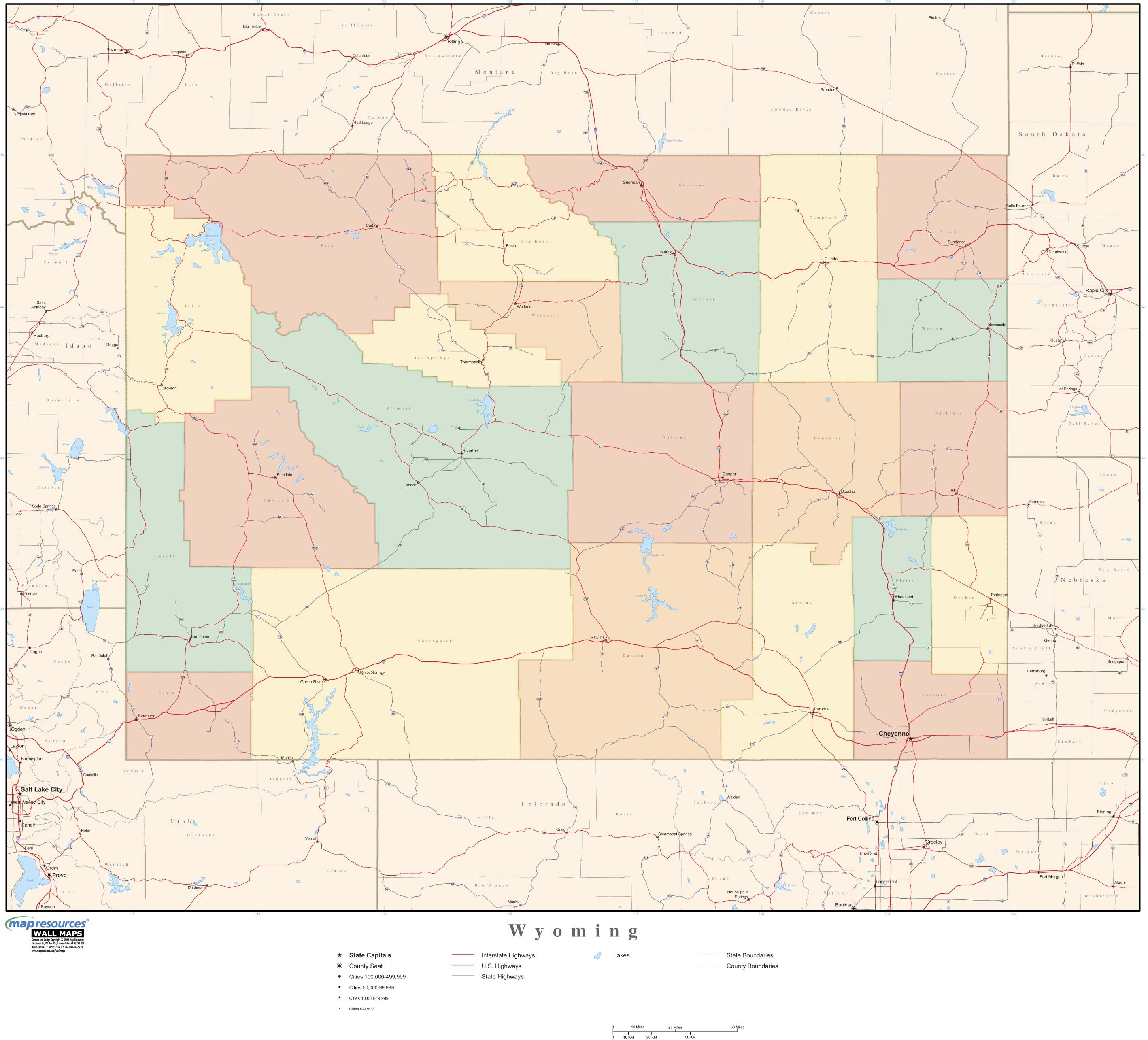 Wyoming State County Map 4487