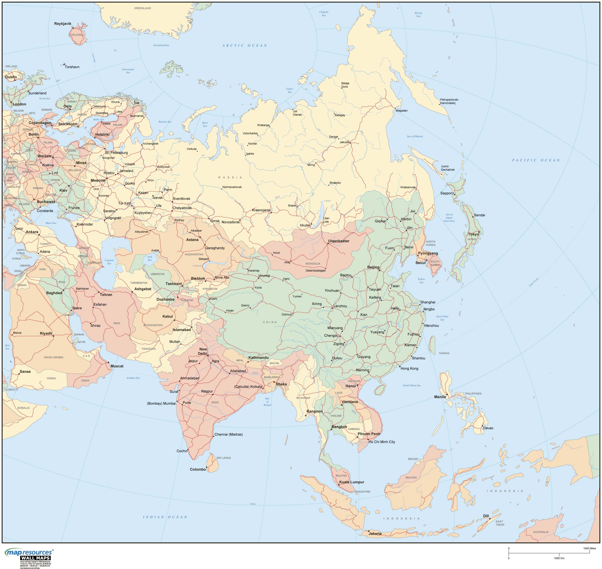 Asia Wall Map by Map Resources - MapSales