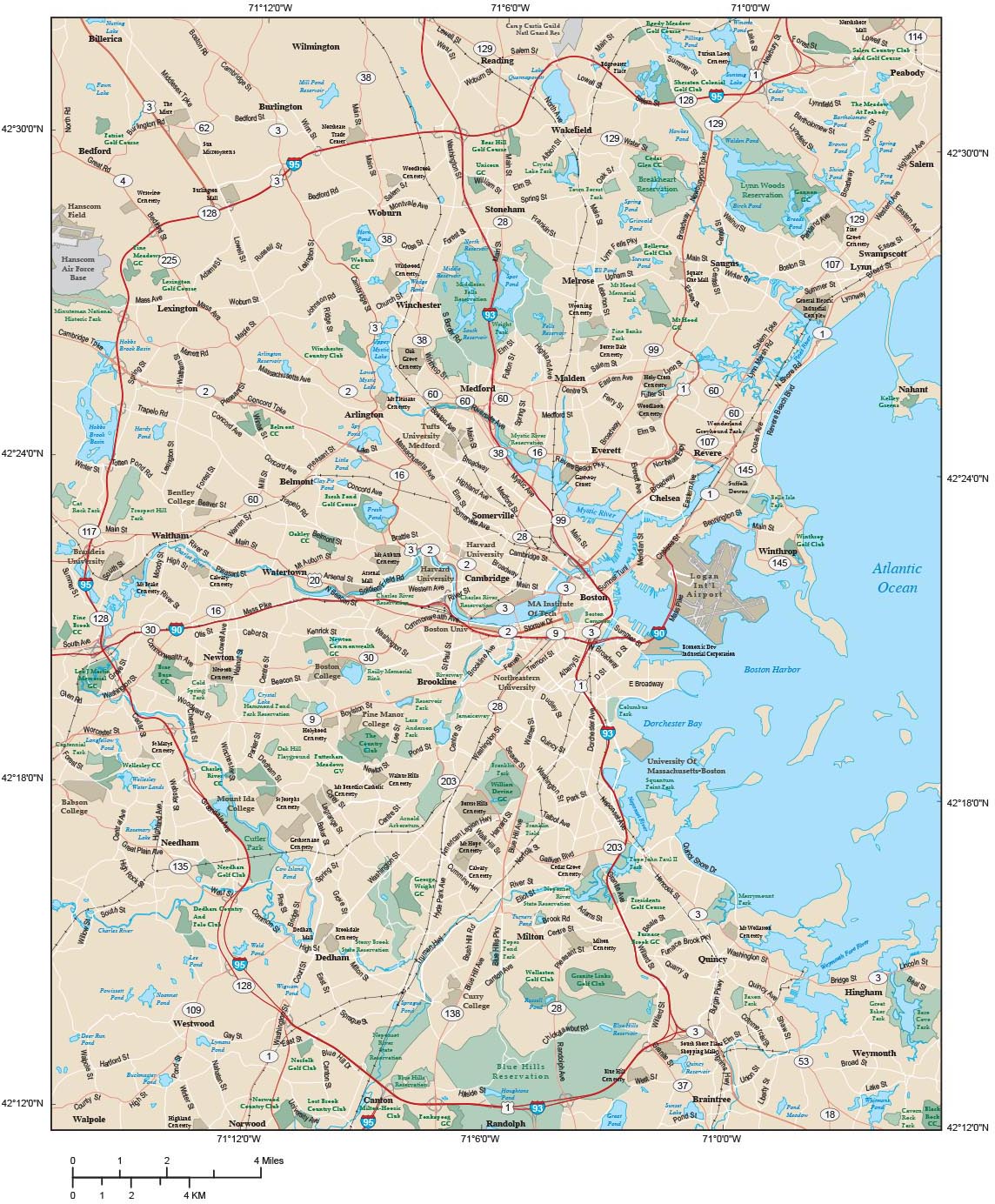 Boston Metro Area Wall Map By Map Resources Mapsales 3124