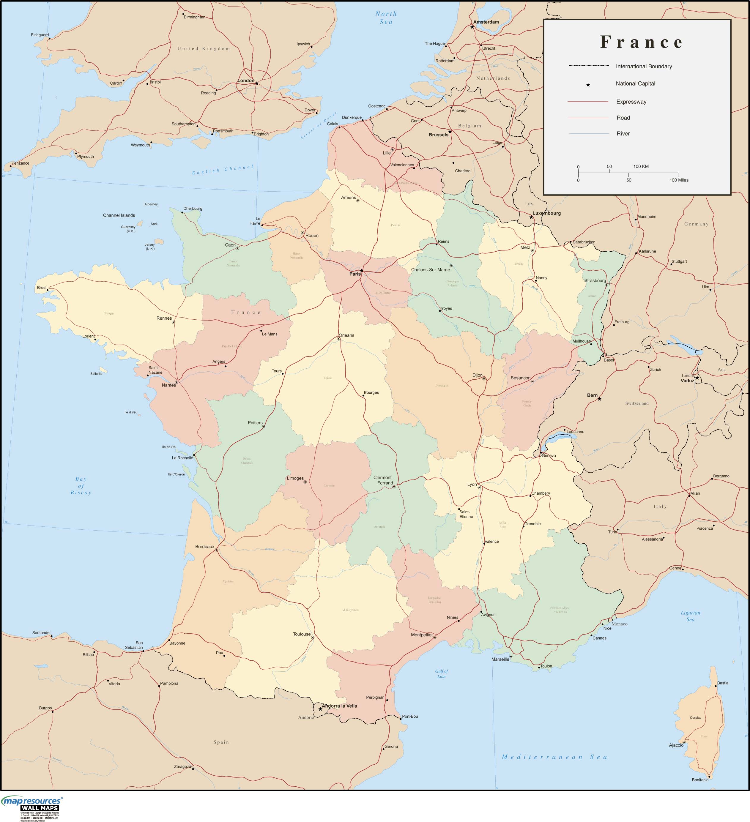 Large Detailed Map France