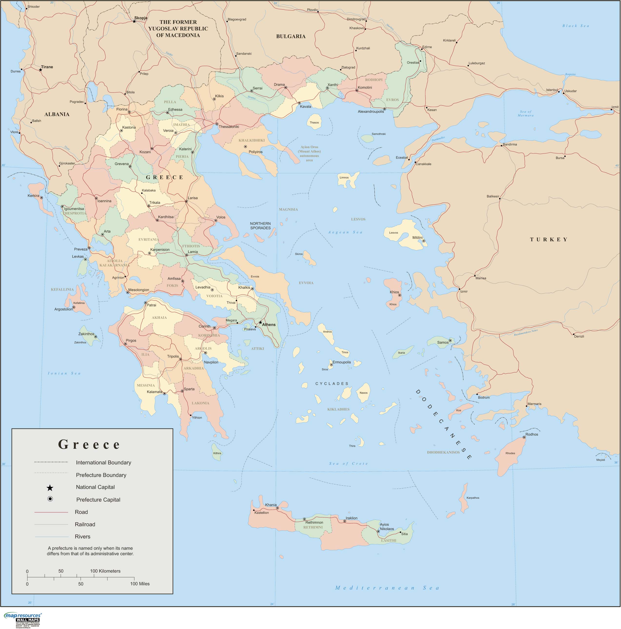 Greece Wall Map by Map Resources - MapSales