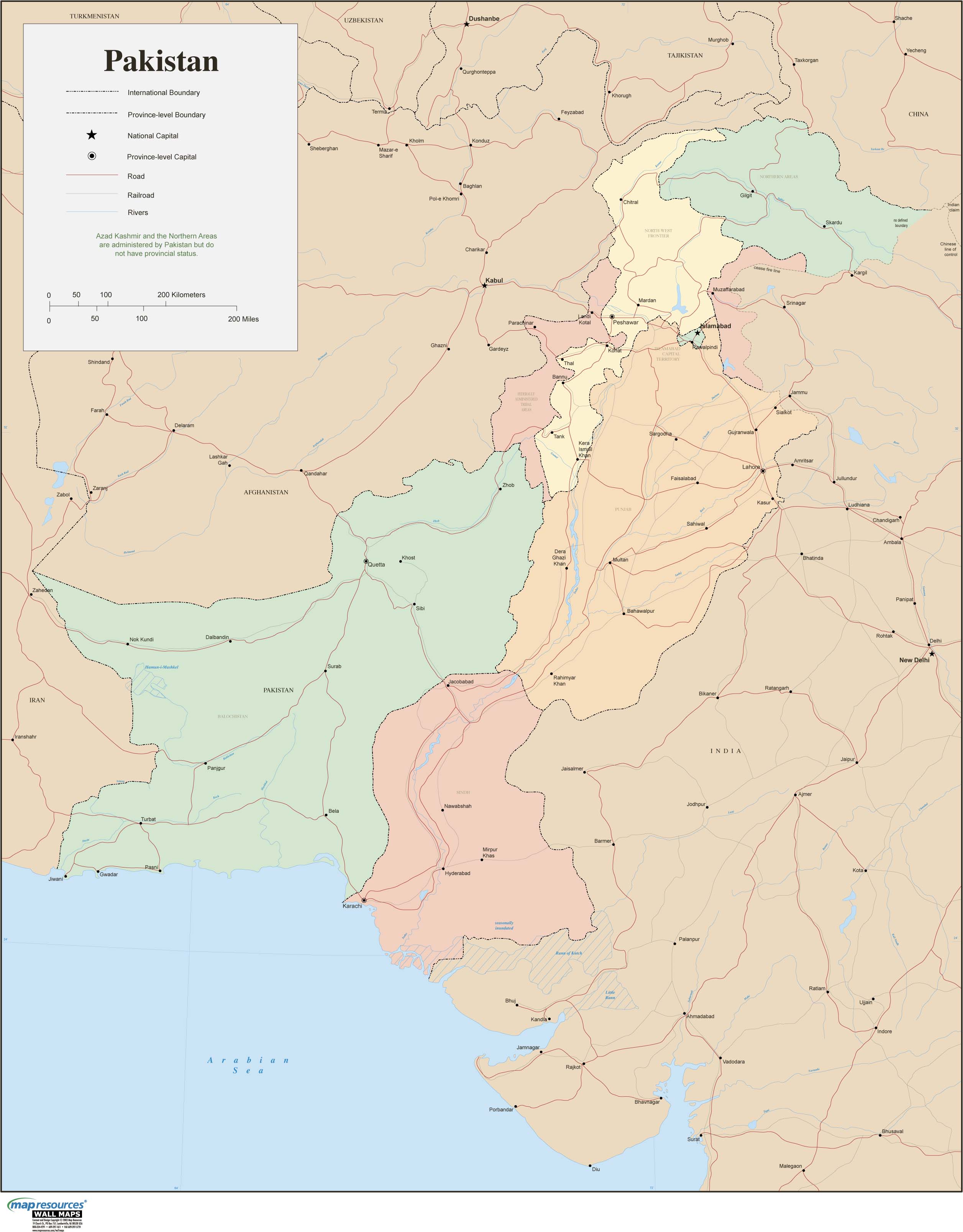 Pakistan Wall Map by Map Resources - MapSales