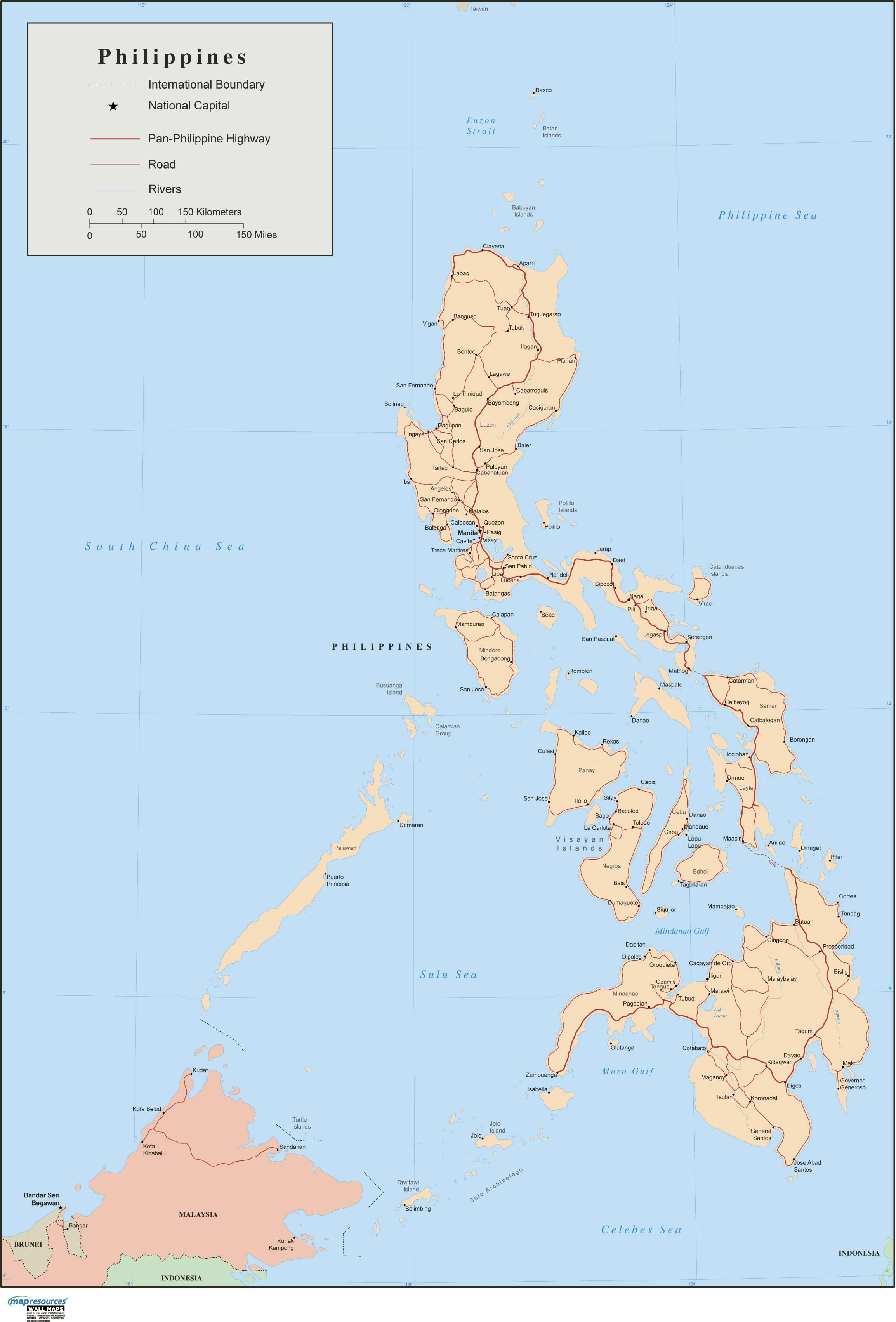 Philippines Wall Map by Map Resources - MapSales