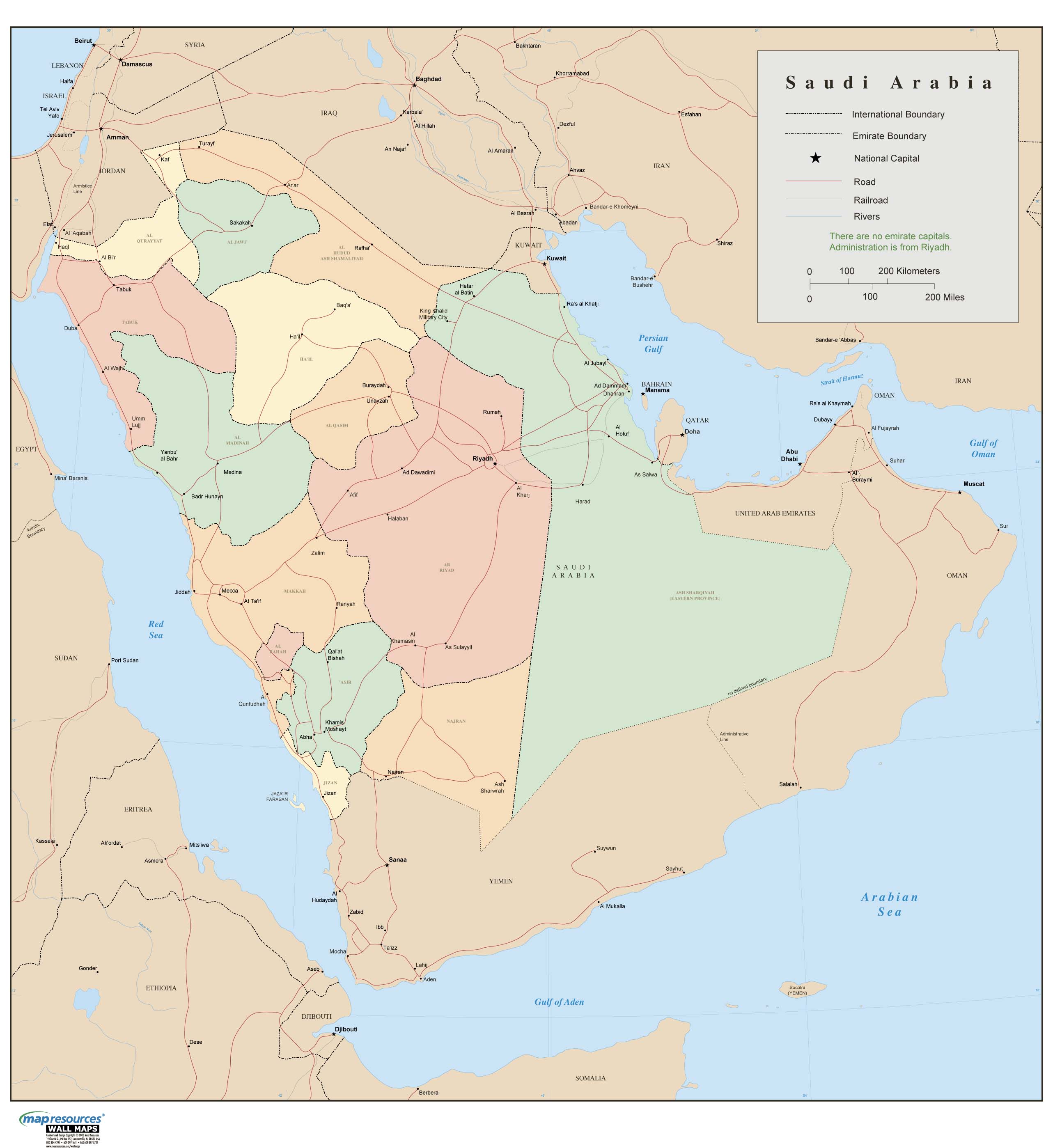 Saudi Arabia Wall Map by Map Resources - MapSales