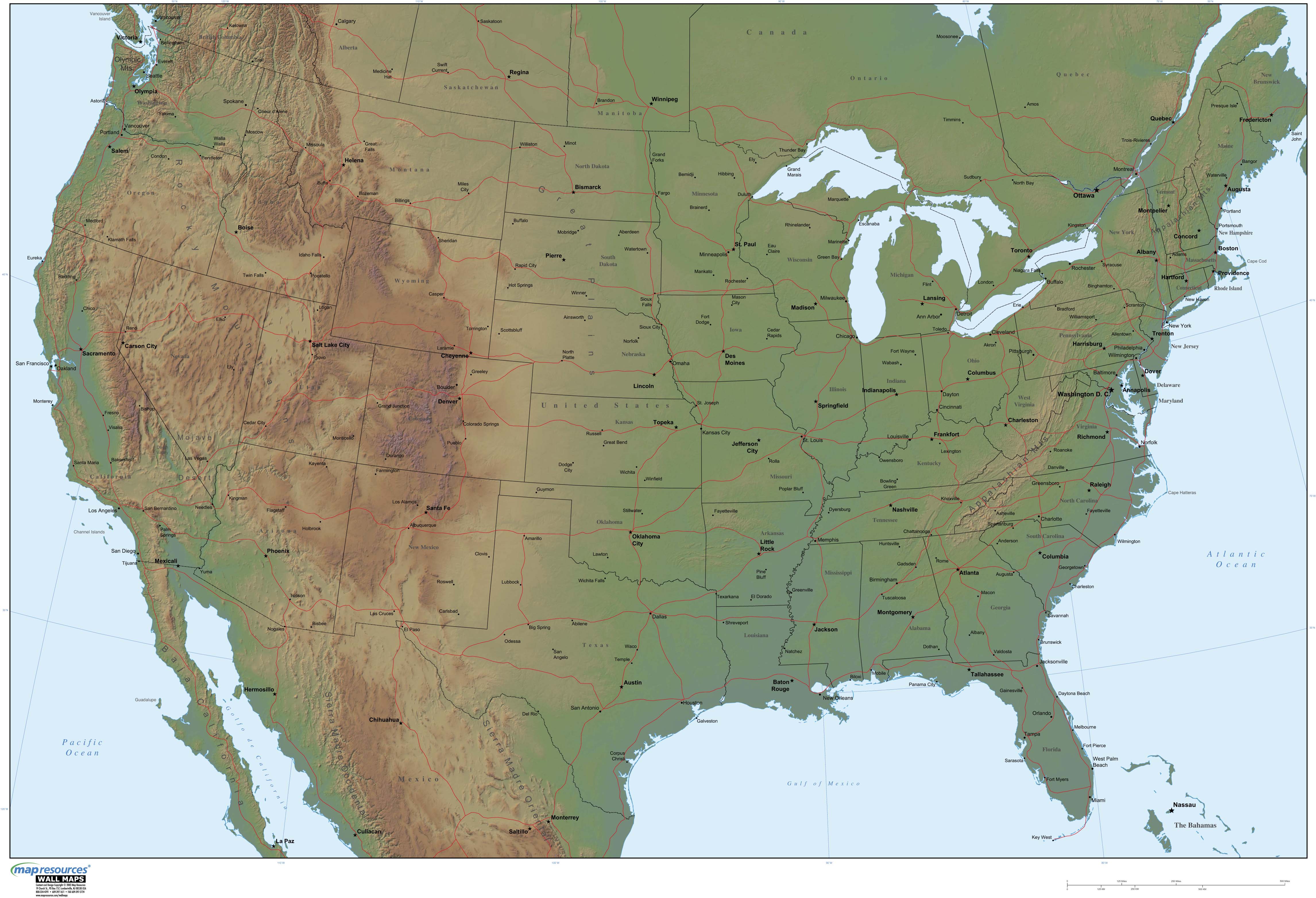 Relief Map Of The United States Map