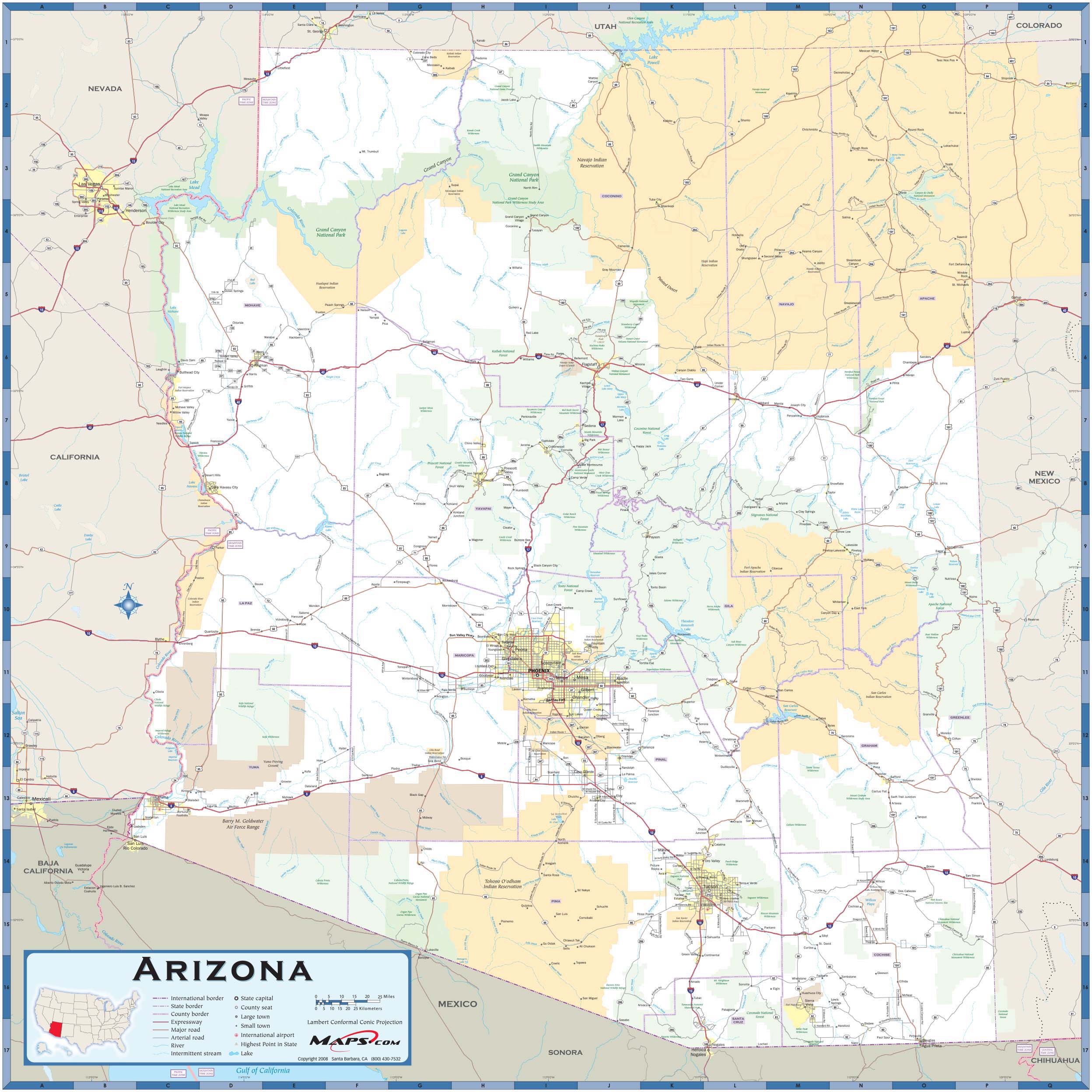 Arizona County Highway Wall Map by Maps.com - MapSales