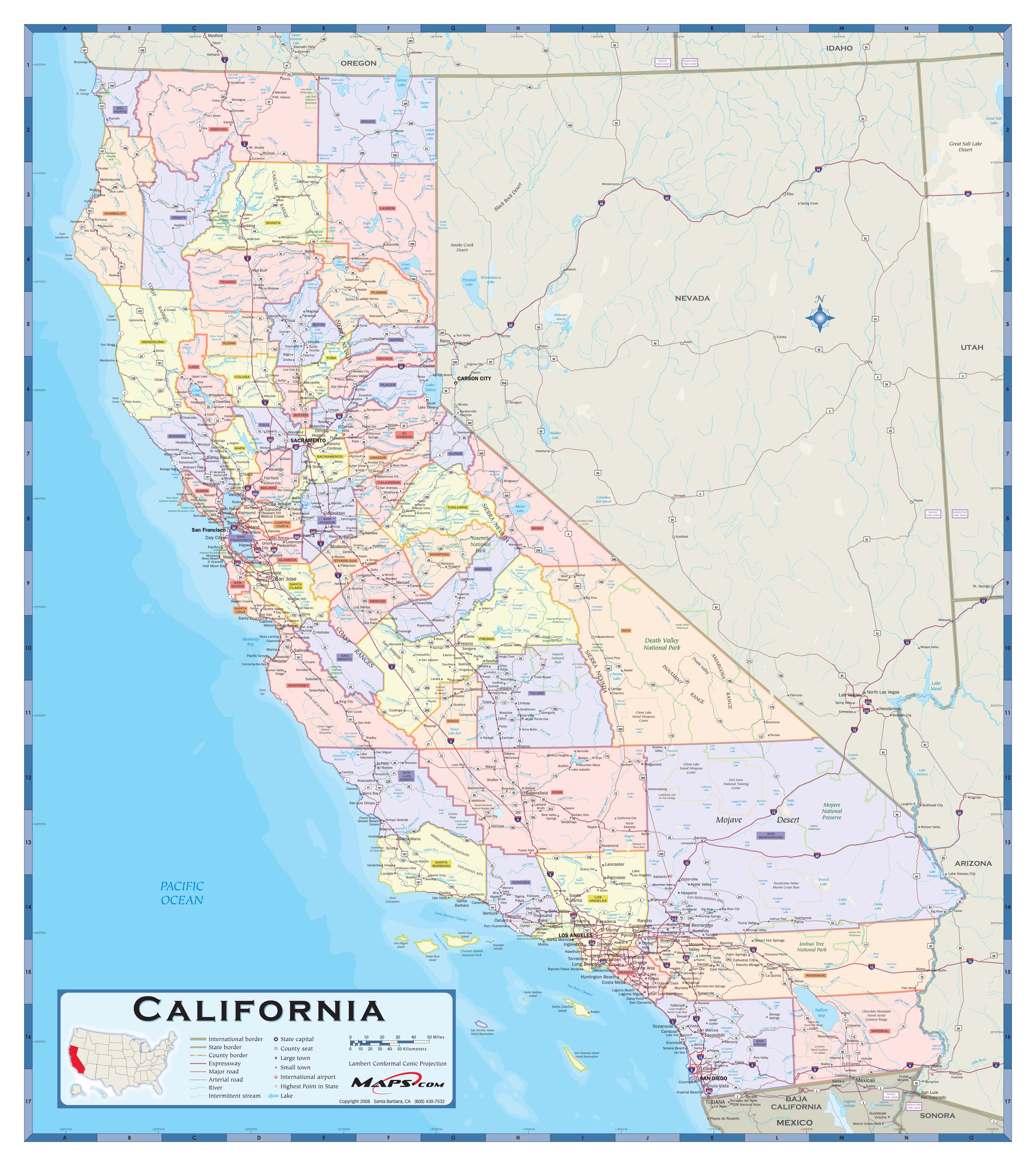 Калифорния на карте Америки