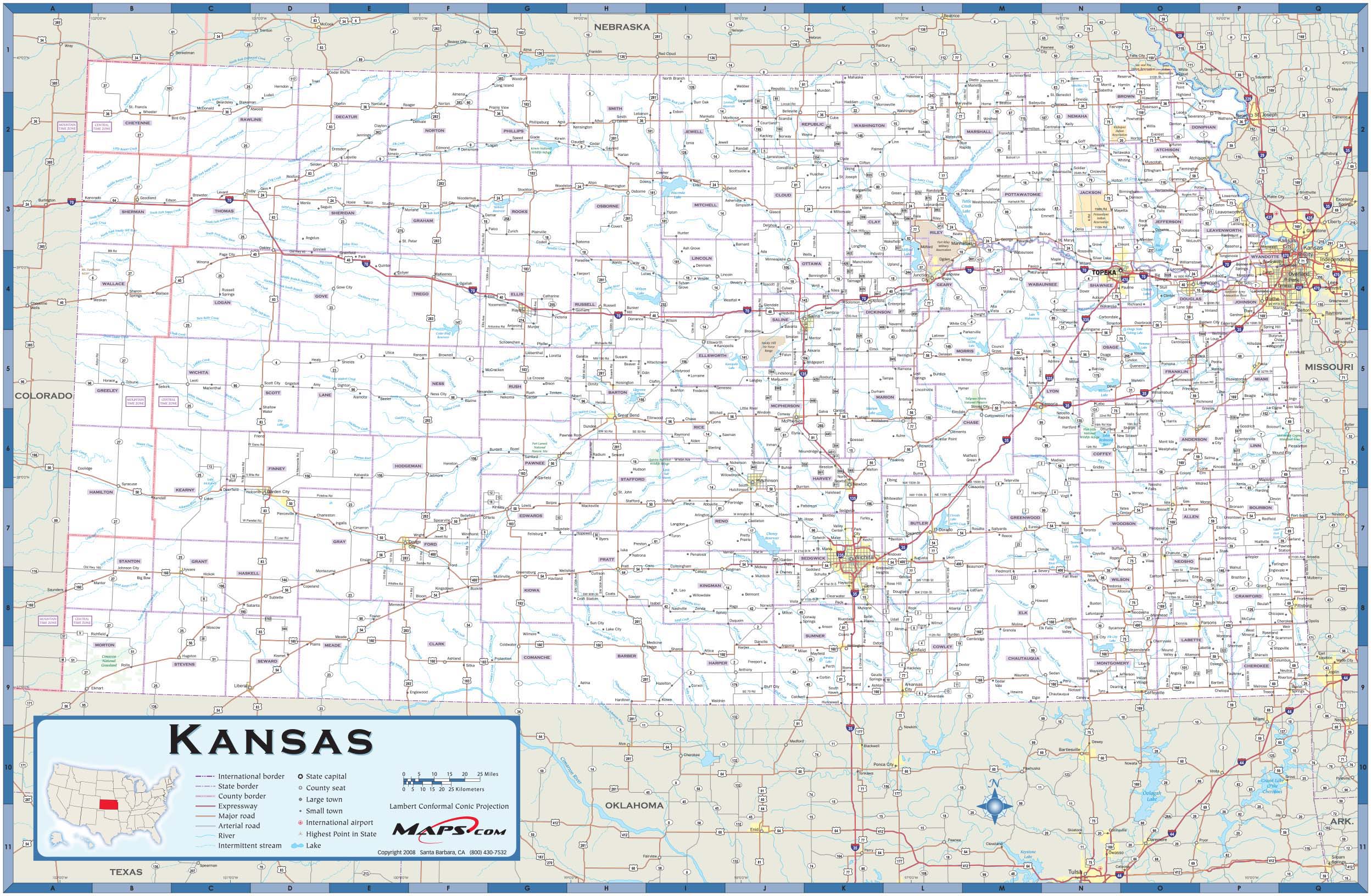 kansas-county-highway-wall-map-by-maps-mapsales