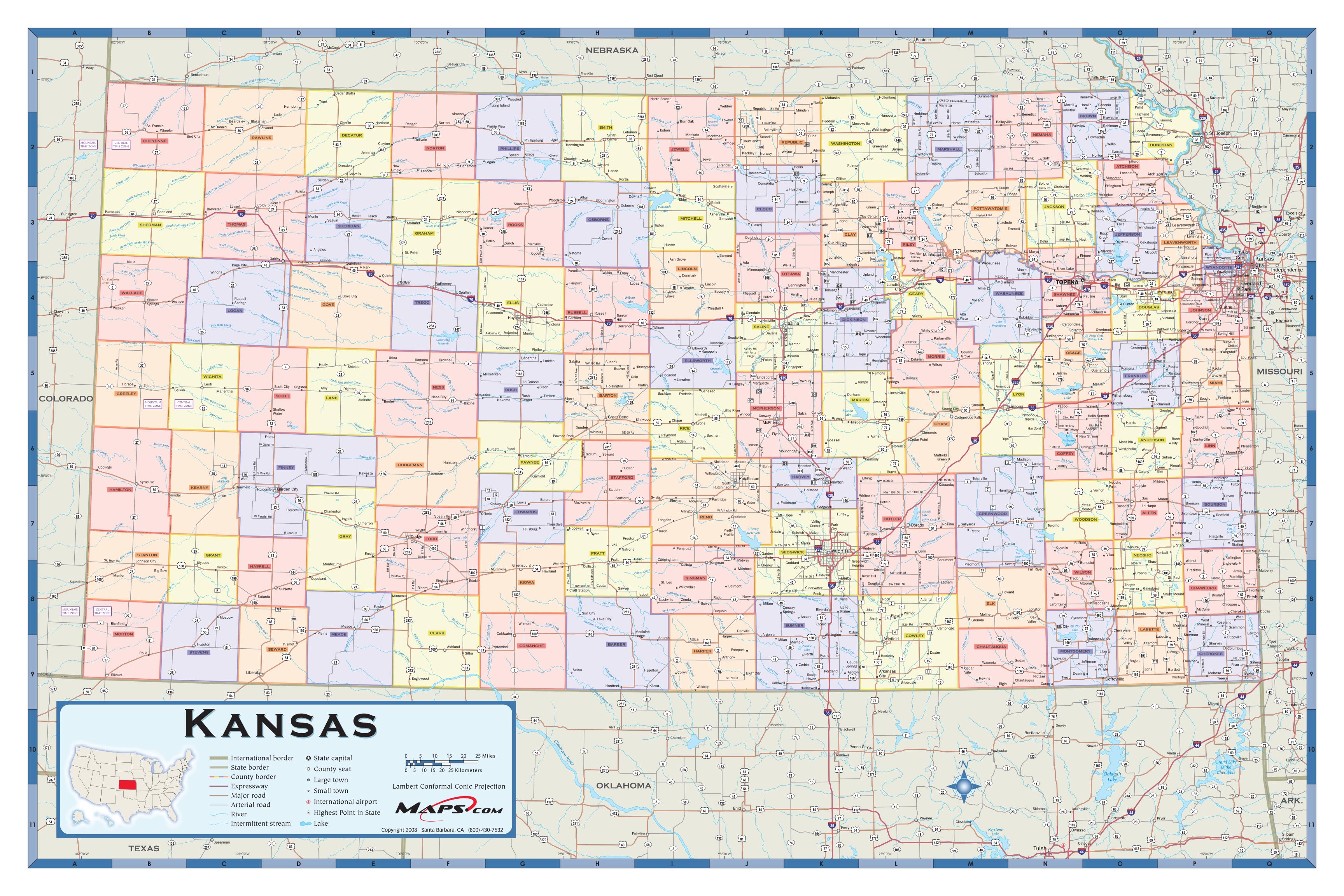 Kansas Counties Wall Map by Maps.com - MapSales