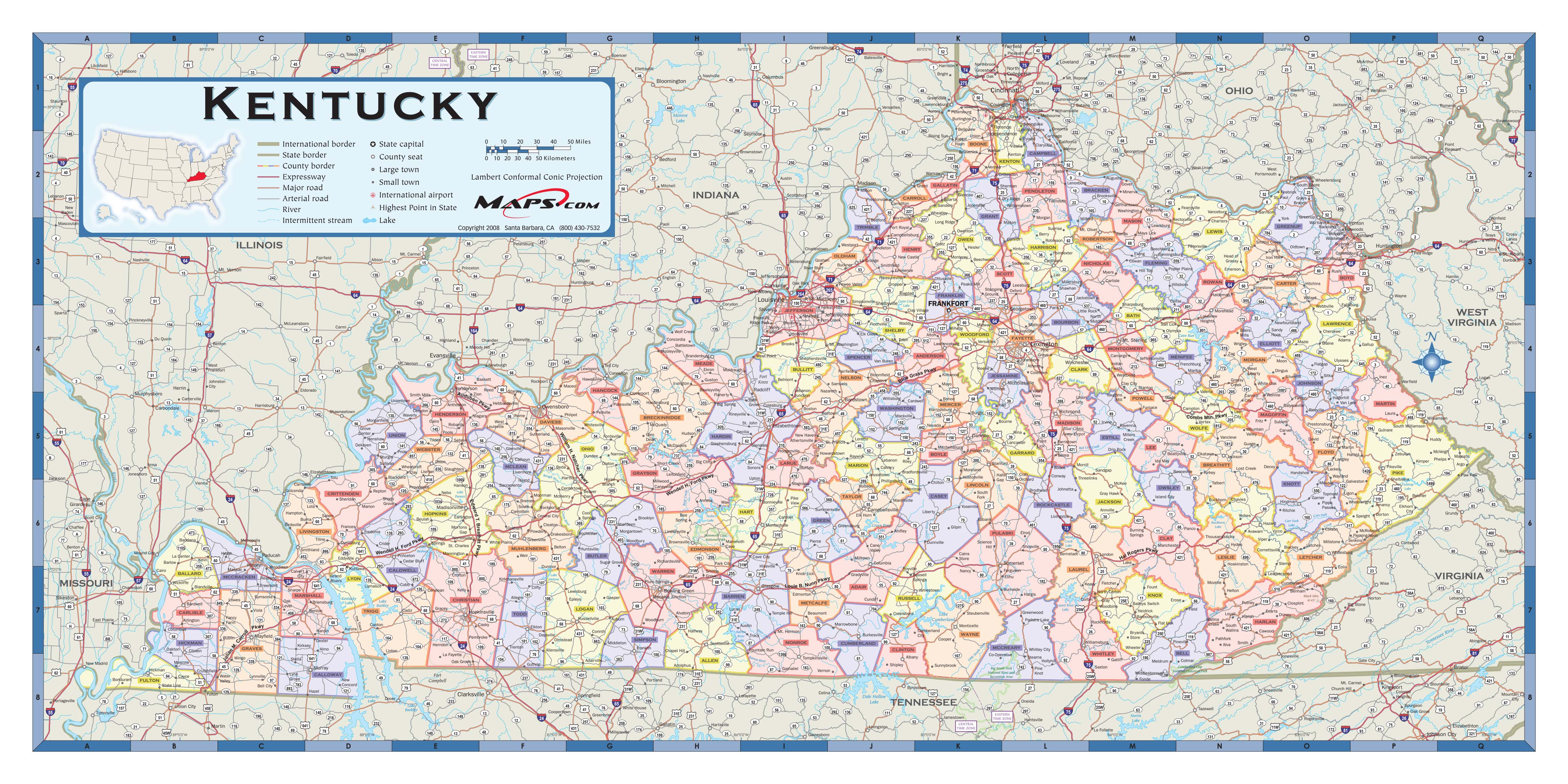 Kentucky State Wall Map Shop State Wall Maps Porn Sex Picture 0013