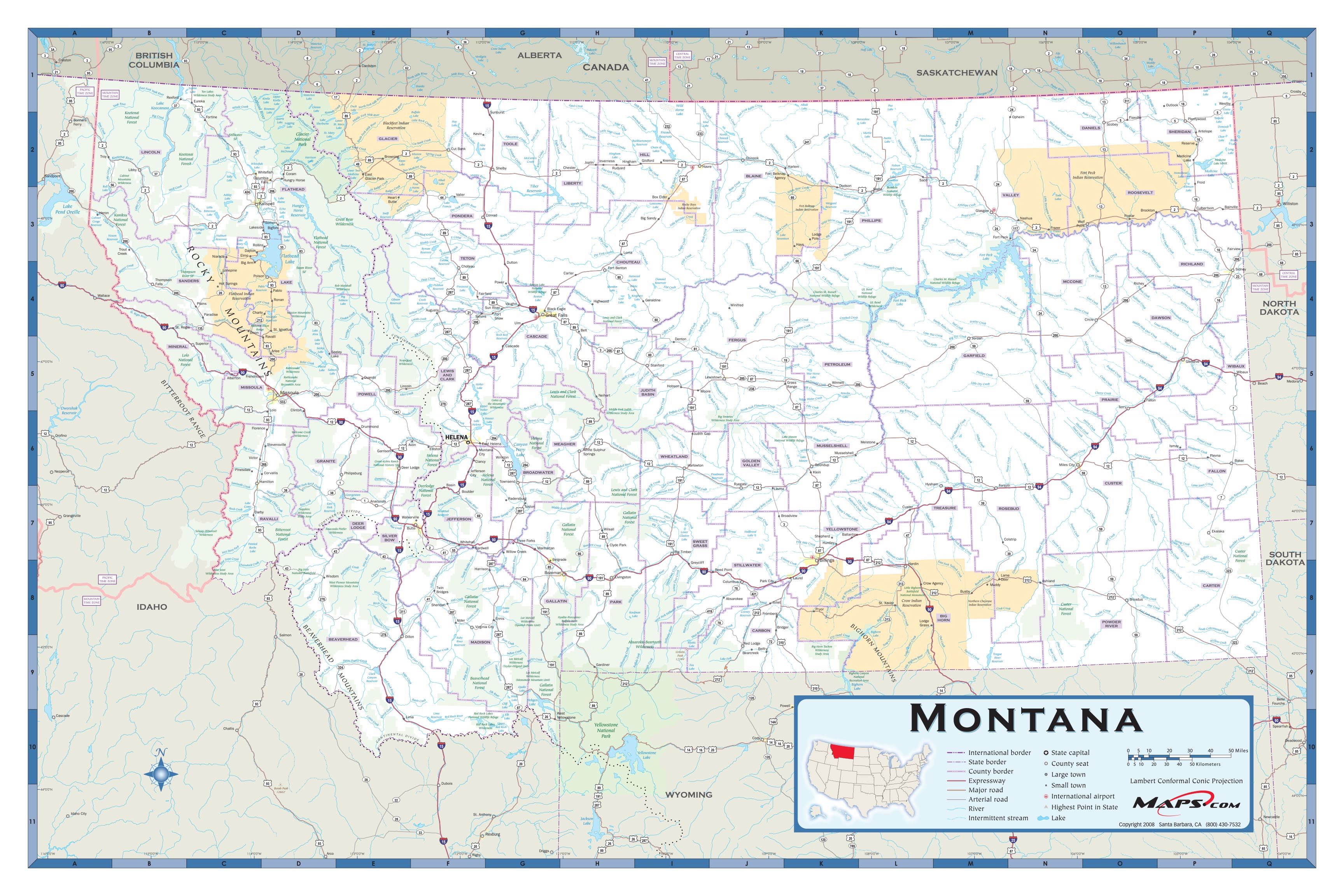 Montana County Highway Wall Map By 7344