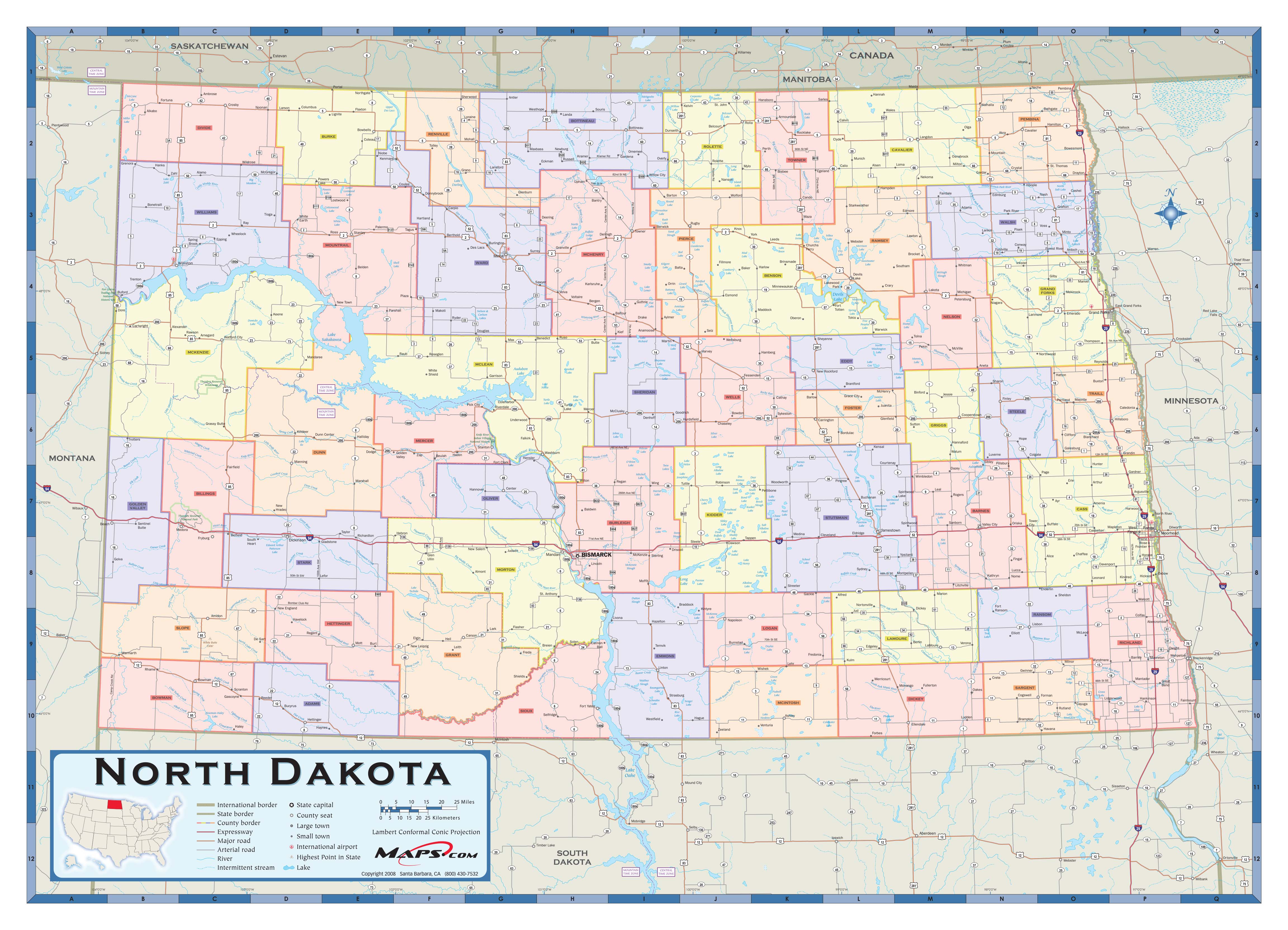 State And County Maps Of North Dakota Within South Dakota County Map ...