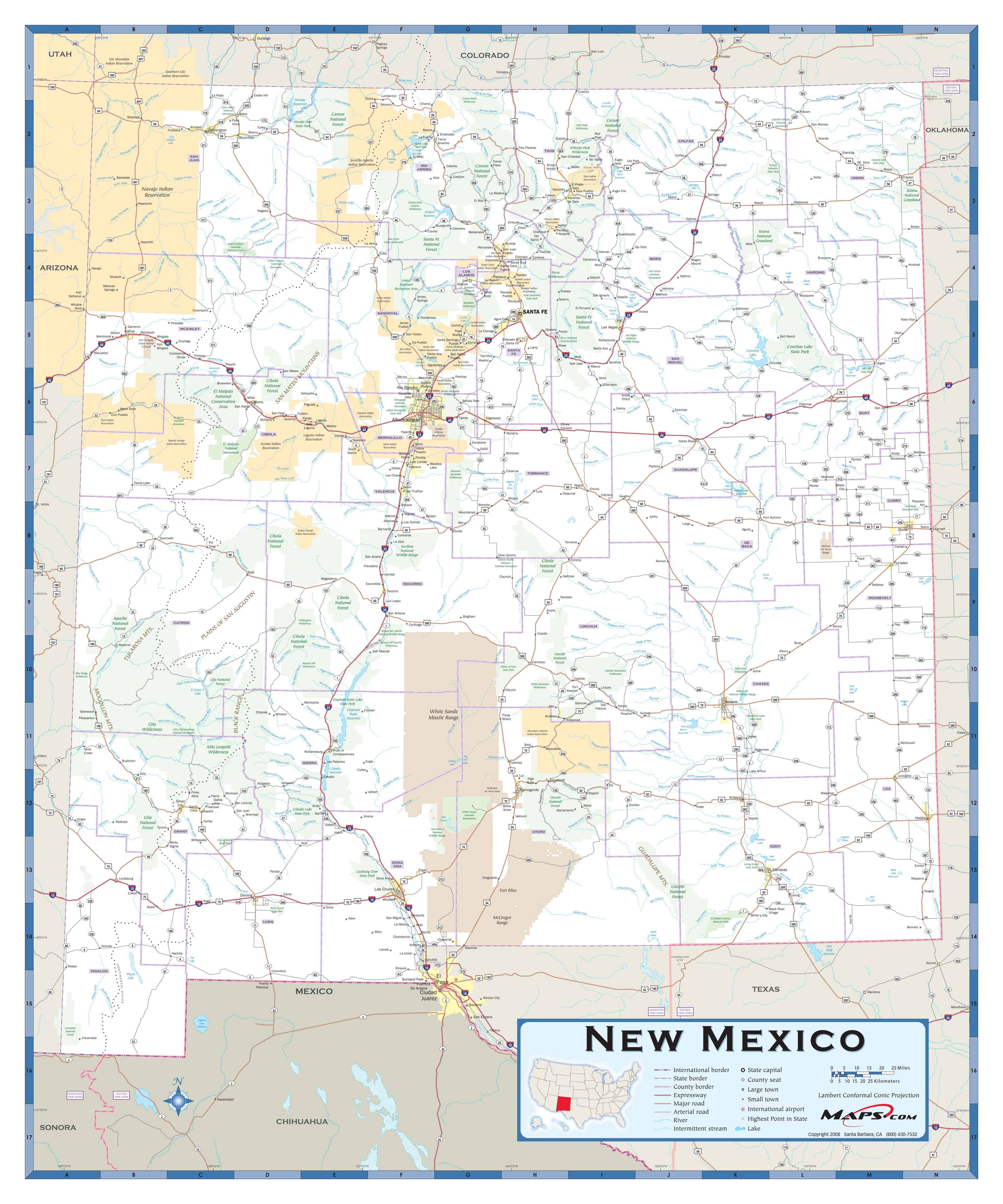 New Mexico County Highway Wall Map By Mapsales