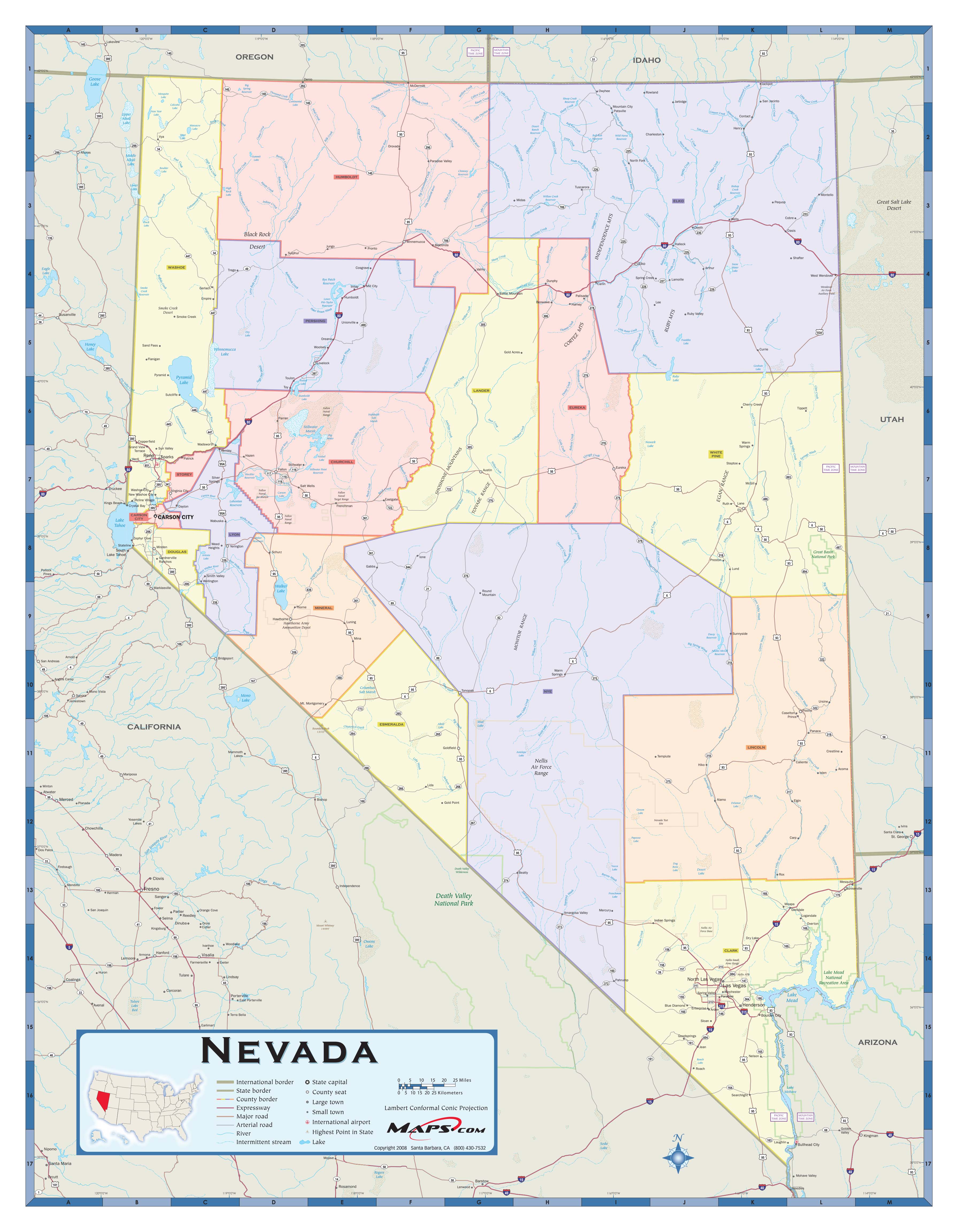 Nevada Counties Wall Map by Maps.com - MapSales