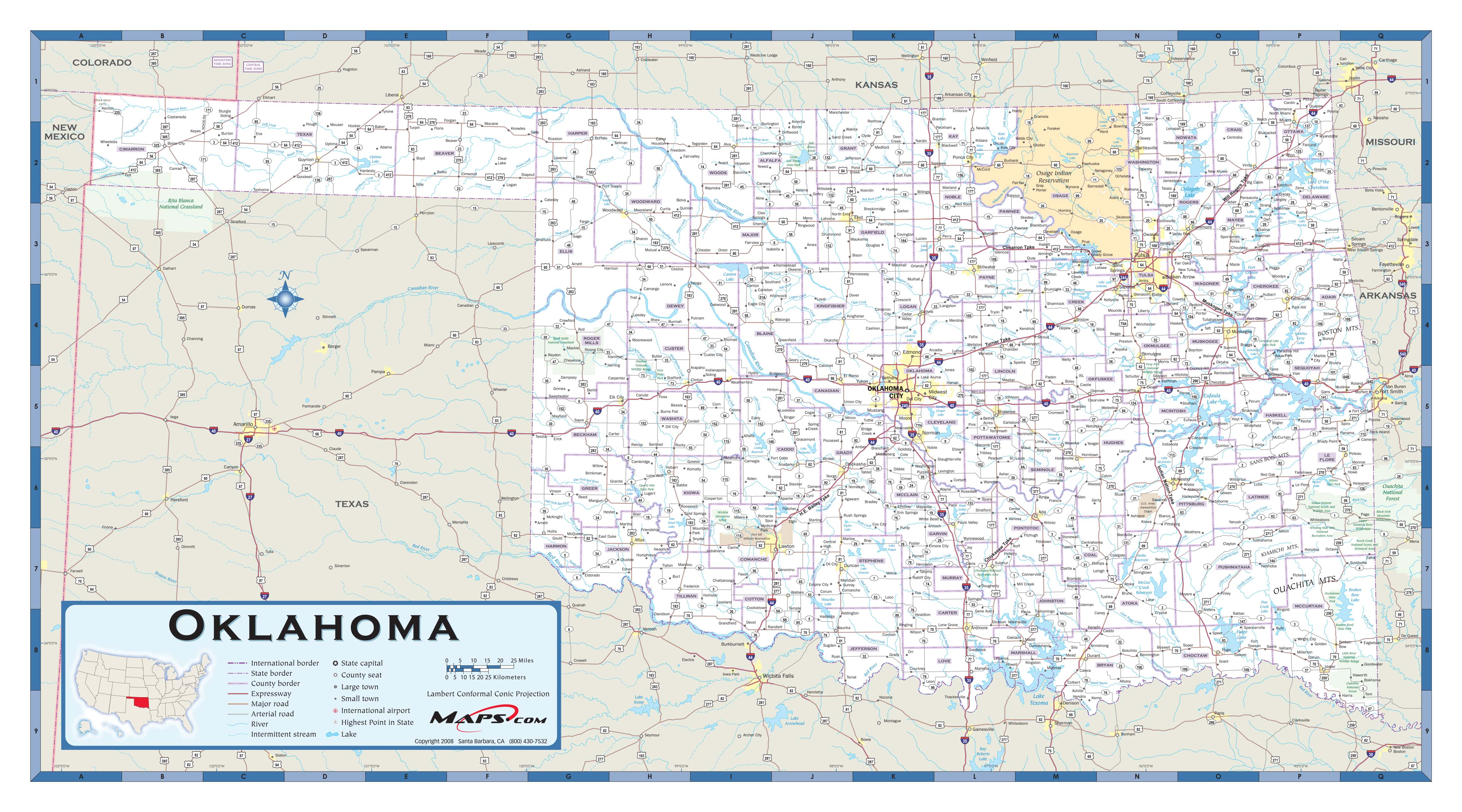 Oklahoma County Highway Wall Map by Maps.com - MapSales