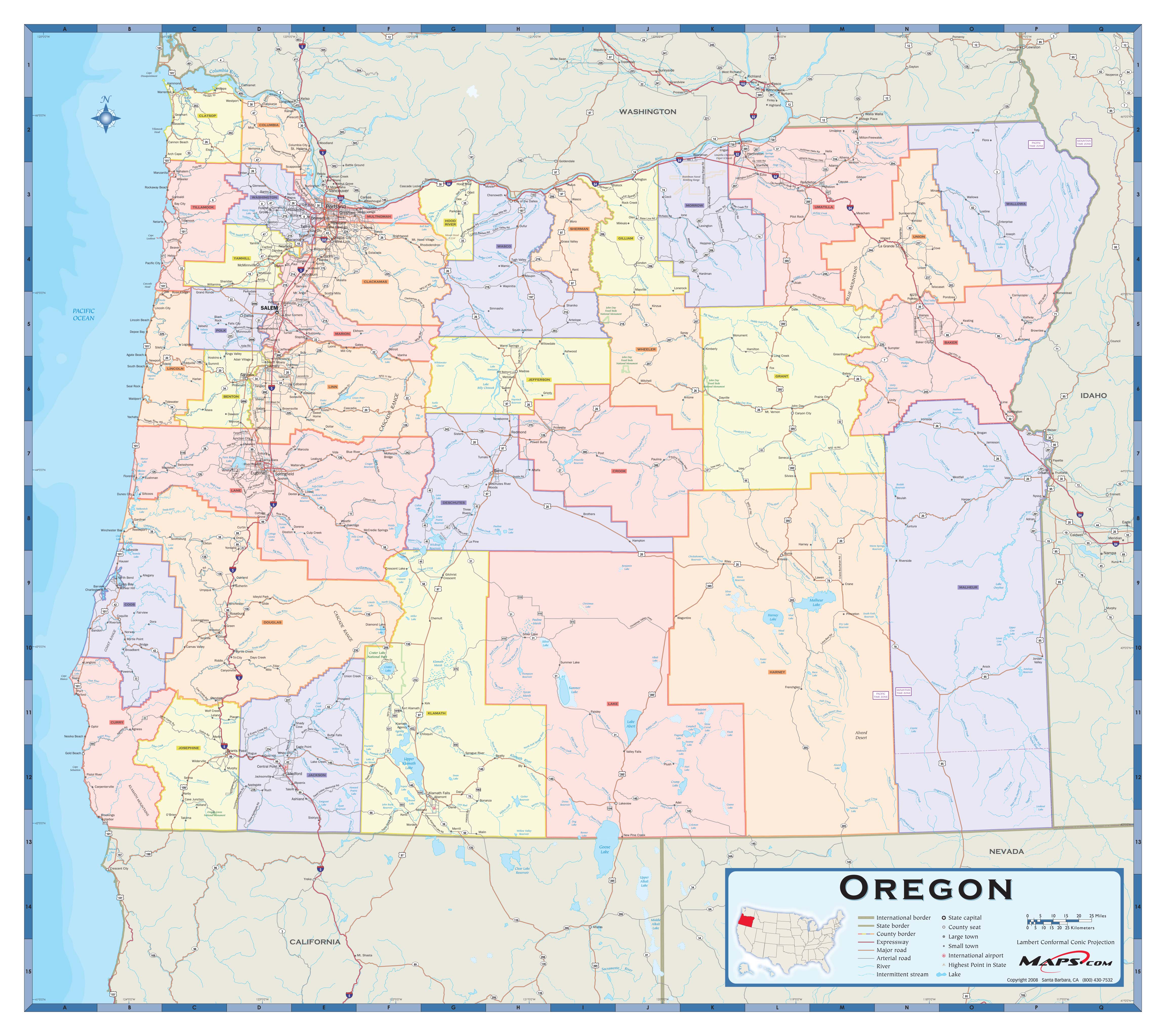 Oregon Counties Wall Map by Maps.com - MapSales