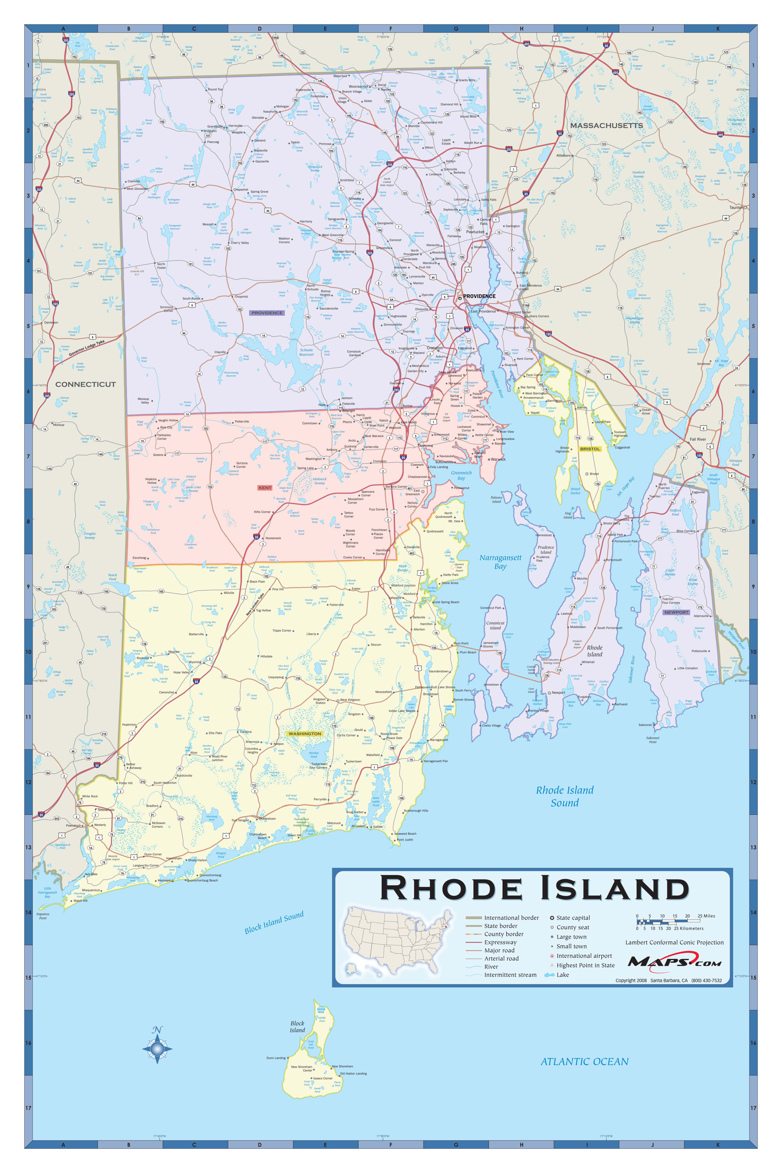 Rhode Island Counties Wall Map by Maps.com - MapSales