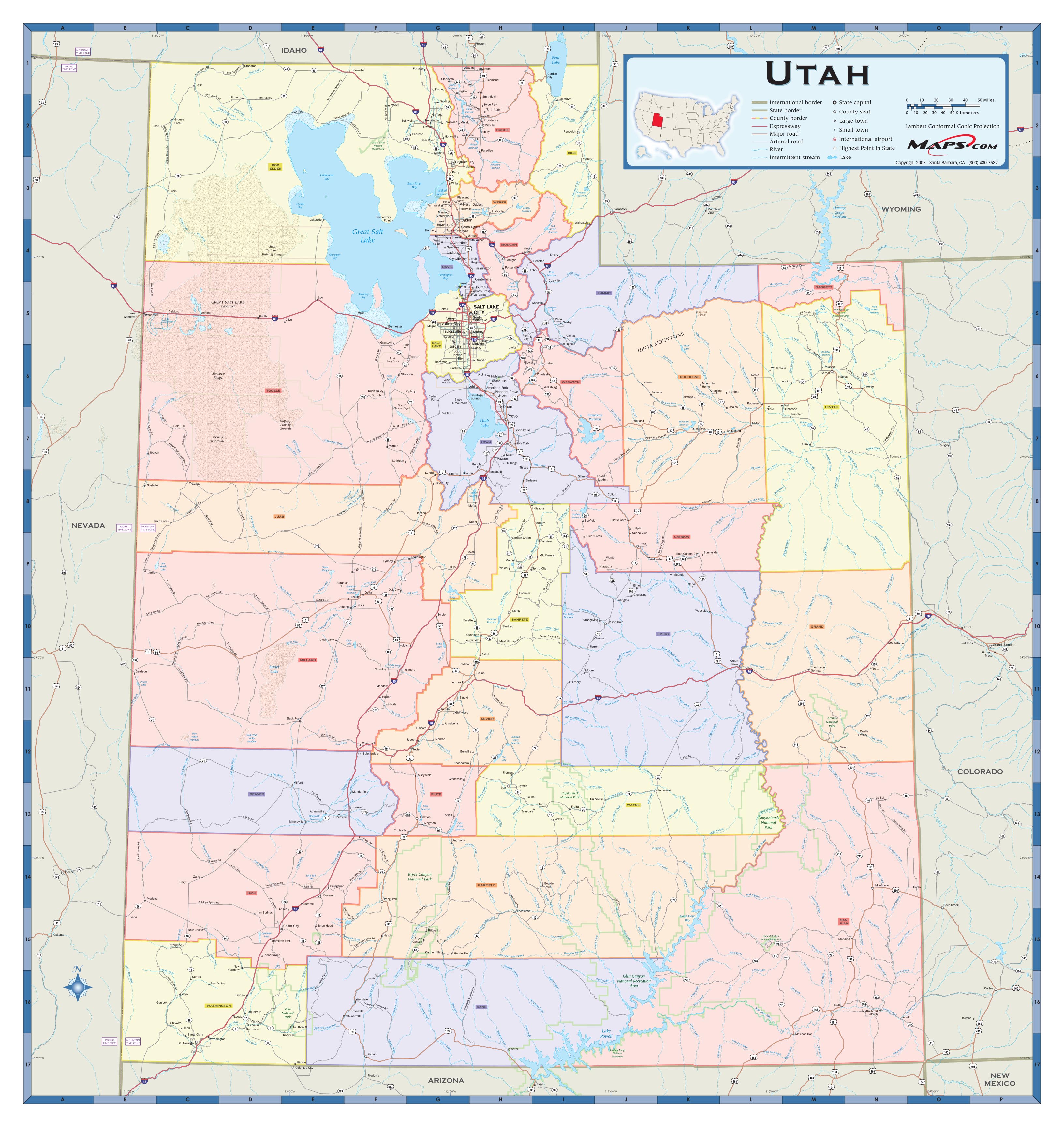 Utah Wall Map With Counties By Map Resources Mapsales Images And Photos Finder 4370