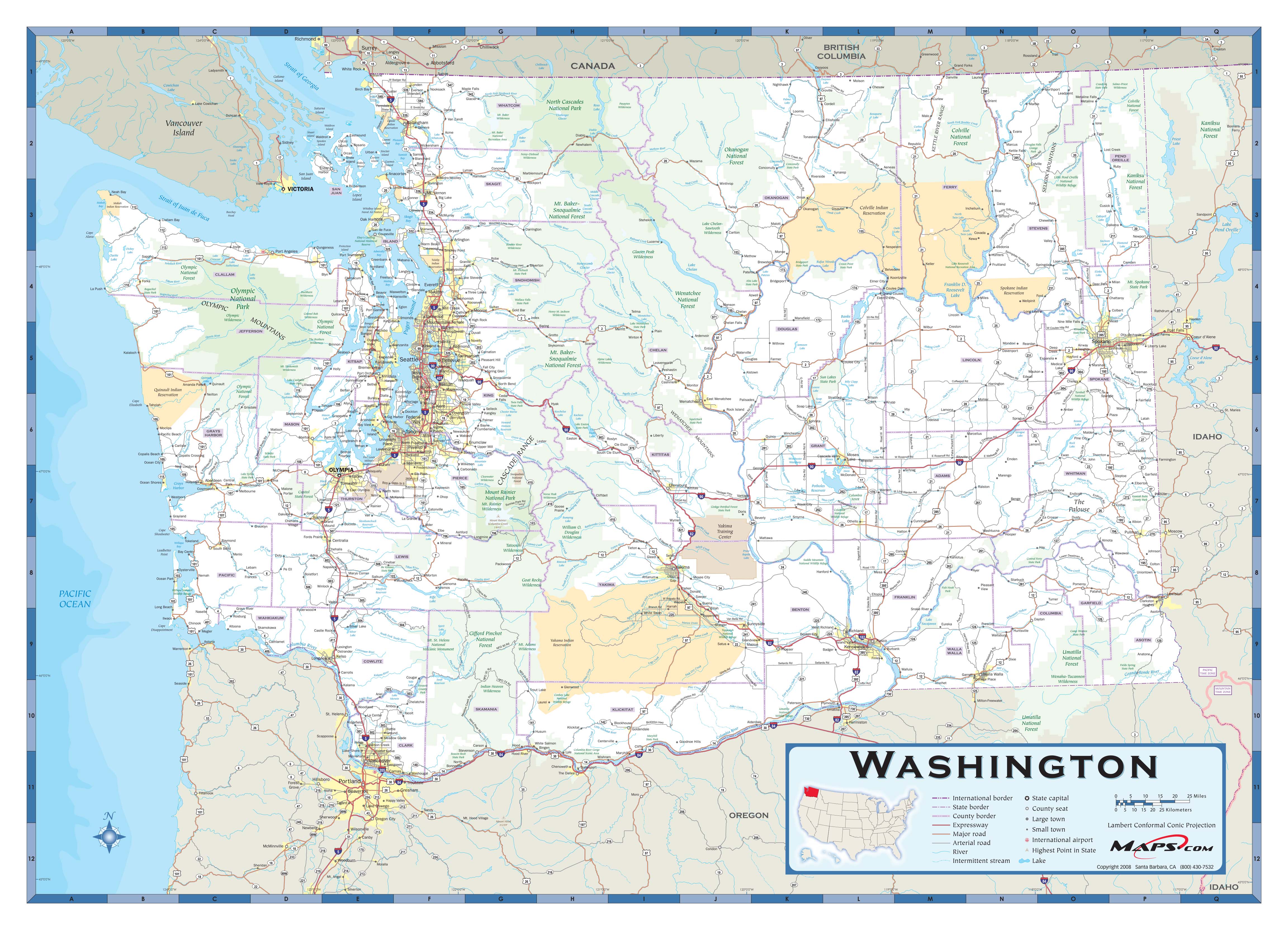 Washington County Highway Wall Map By Maps Com MapSales   MDC1 WA WMA 