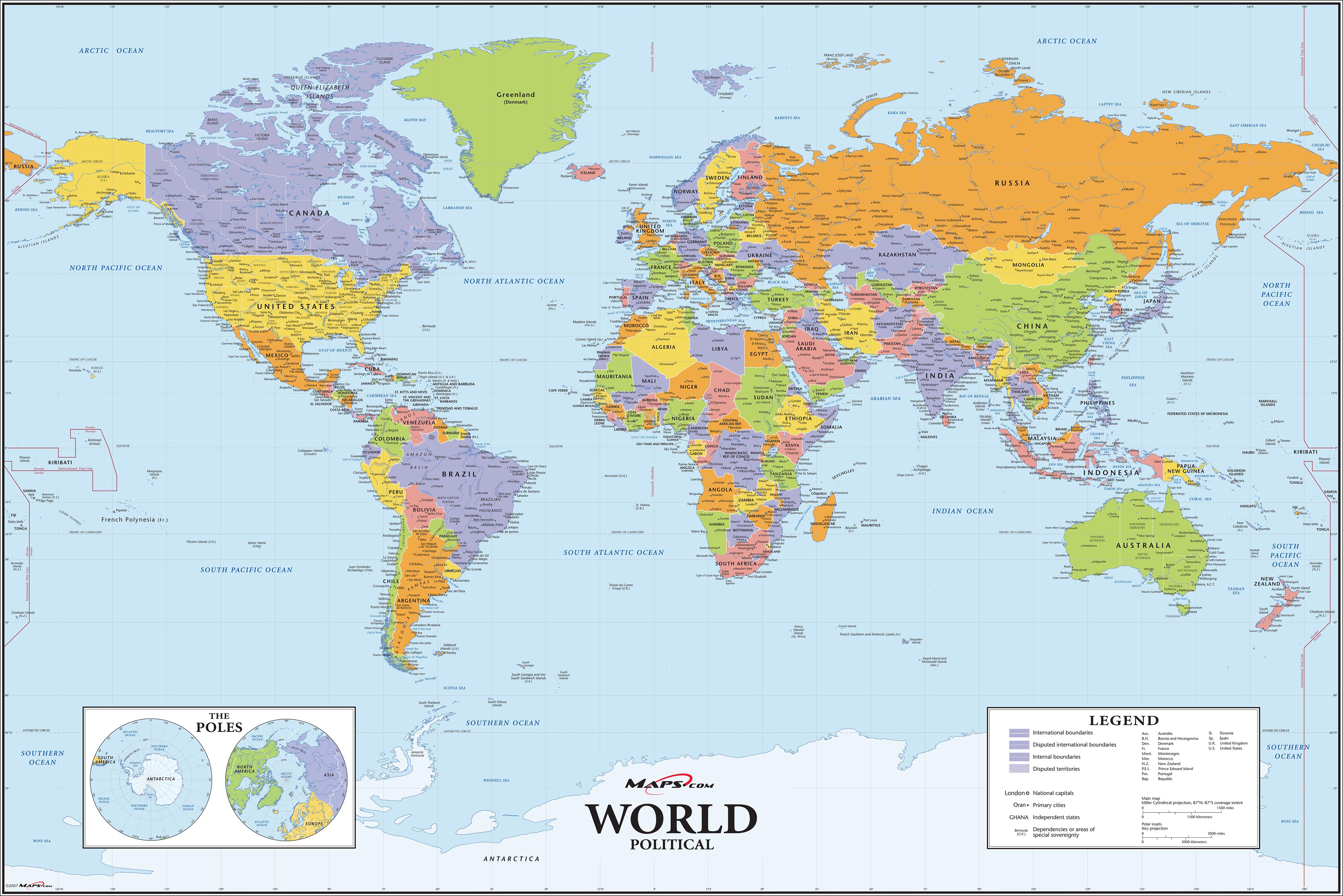 World Deluxe Political Wall Map By Mapsales