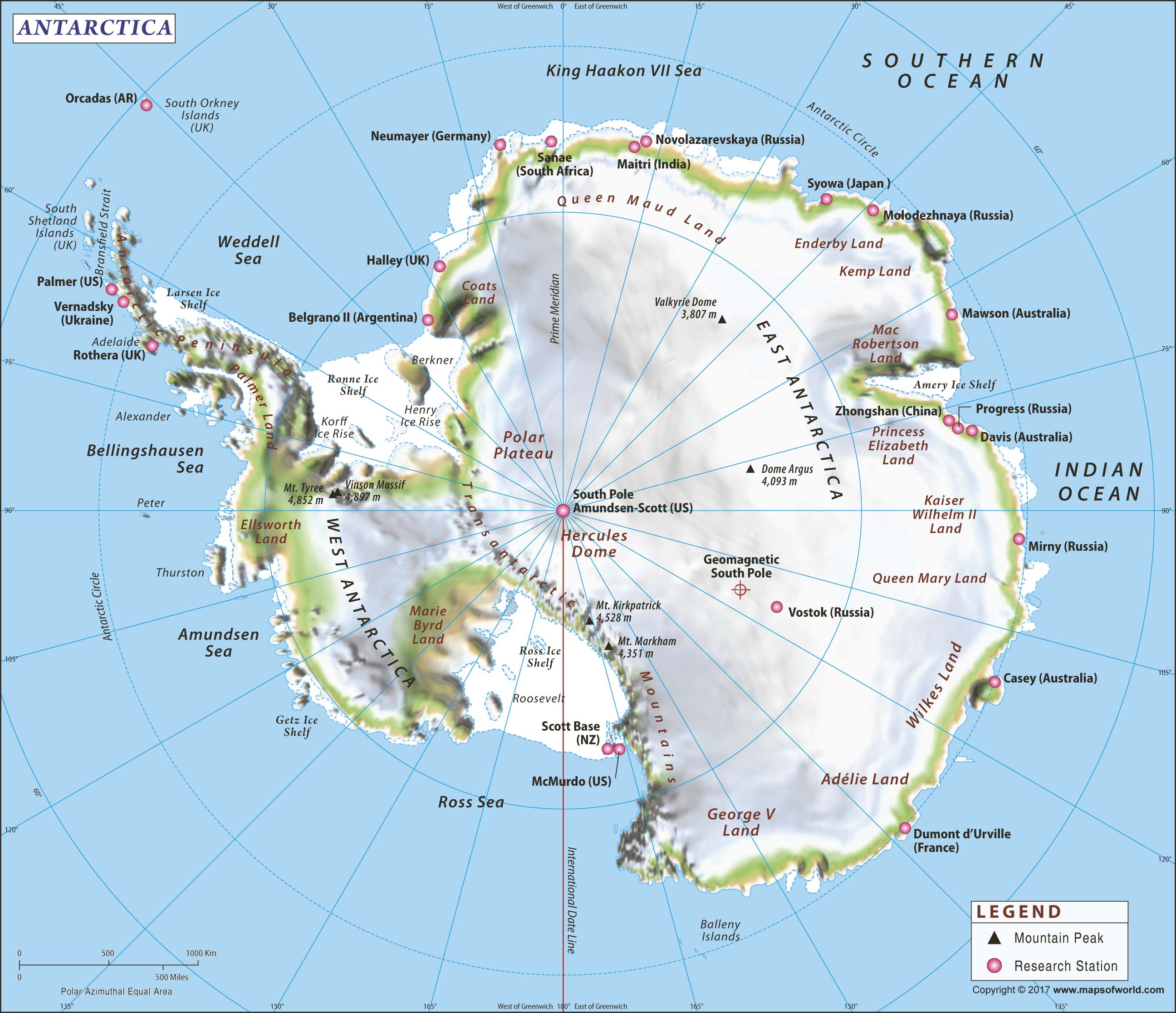 Antarctica Political Wall Map Continent Wall Maps And Posters | Images ...