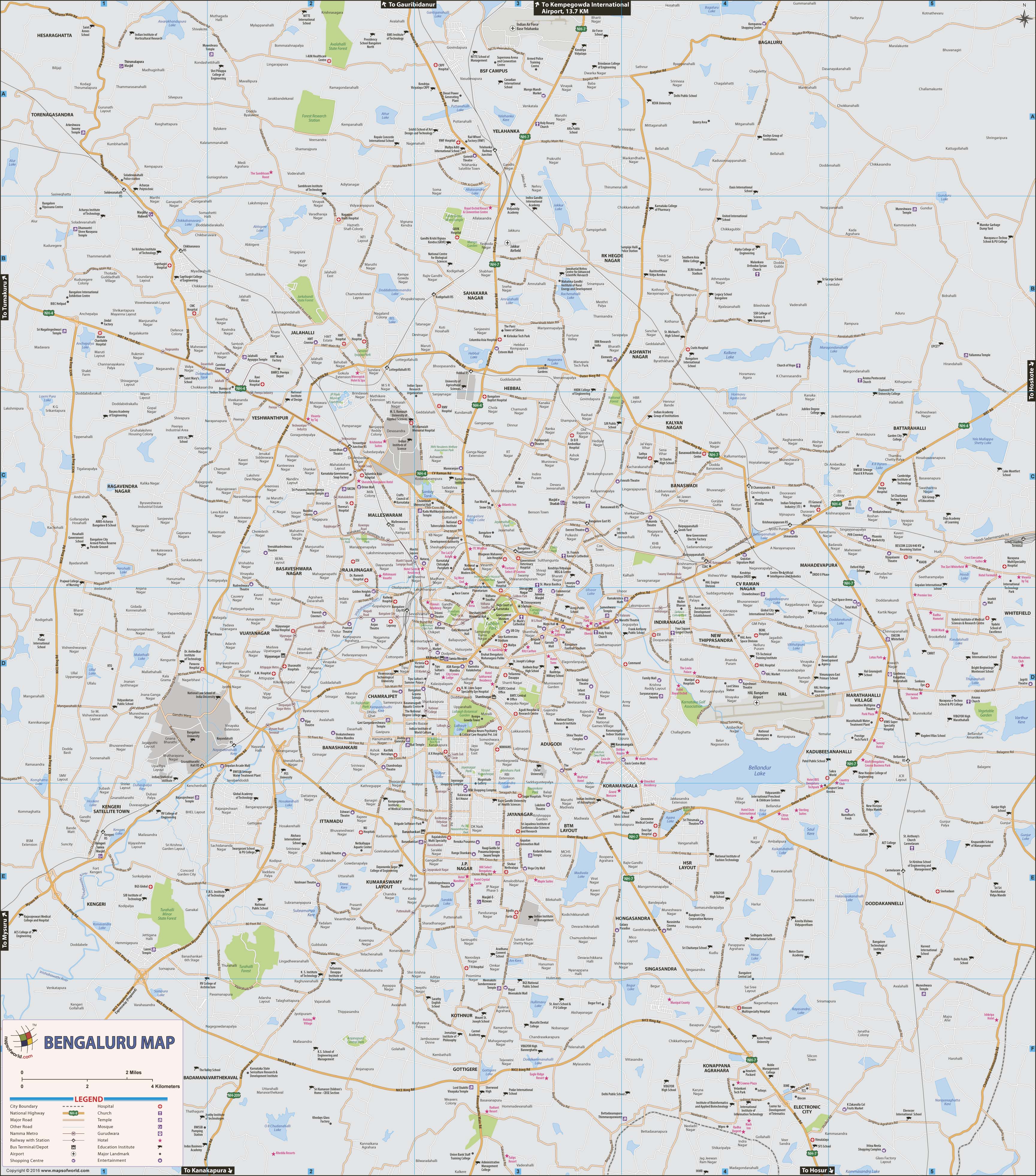 Bengaluru Wall Map by Maps of World - MapSales