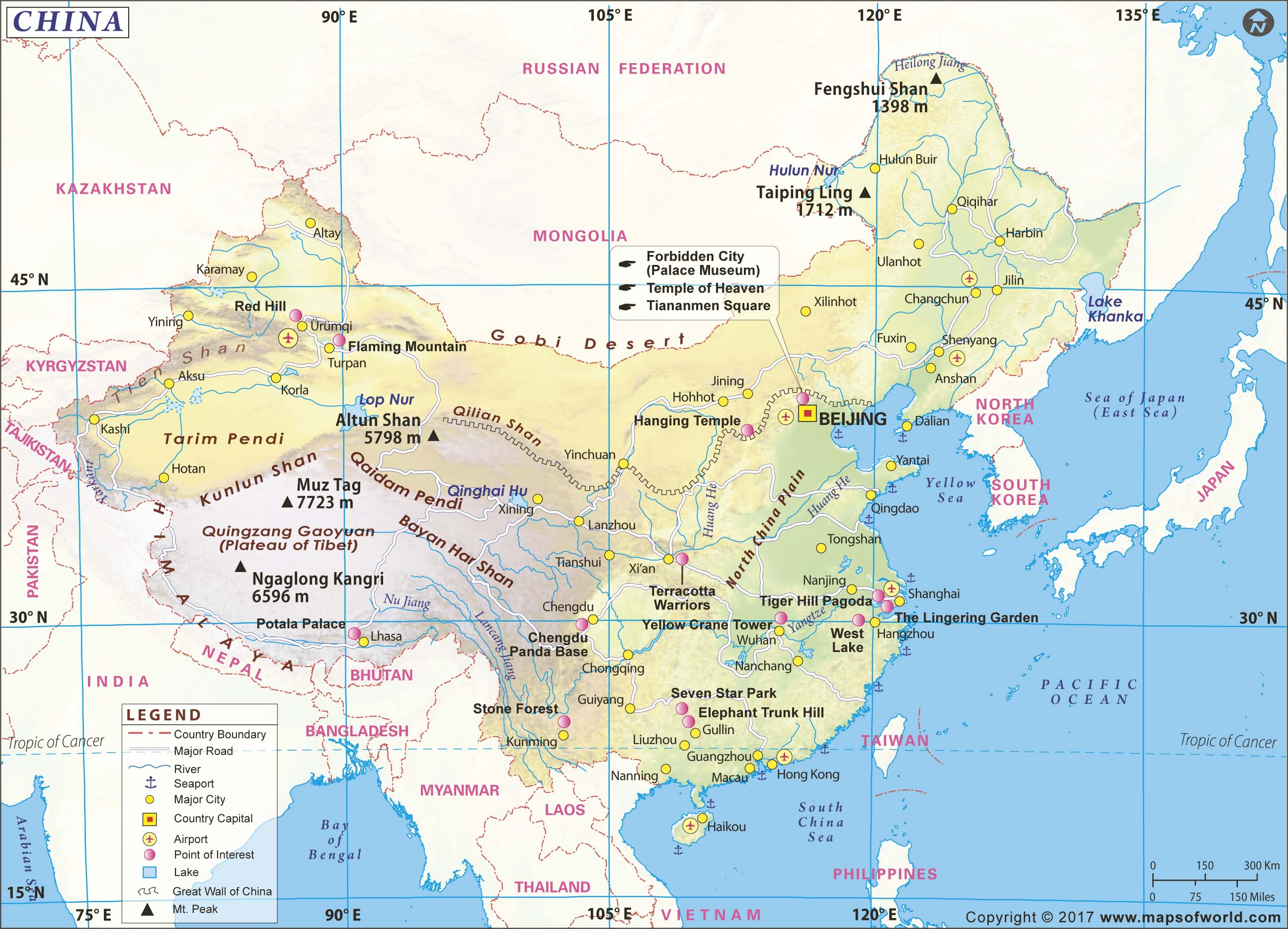 China Wall Map by Maps of World - MapSales