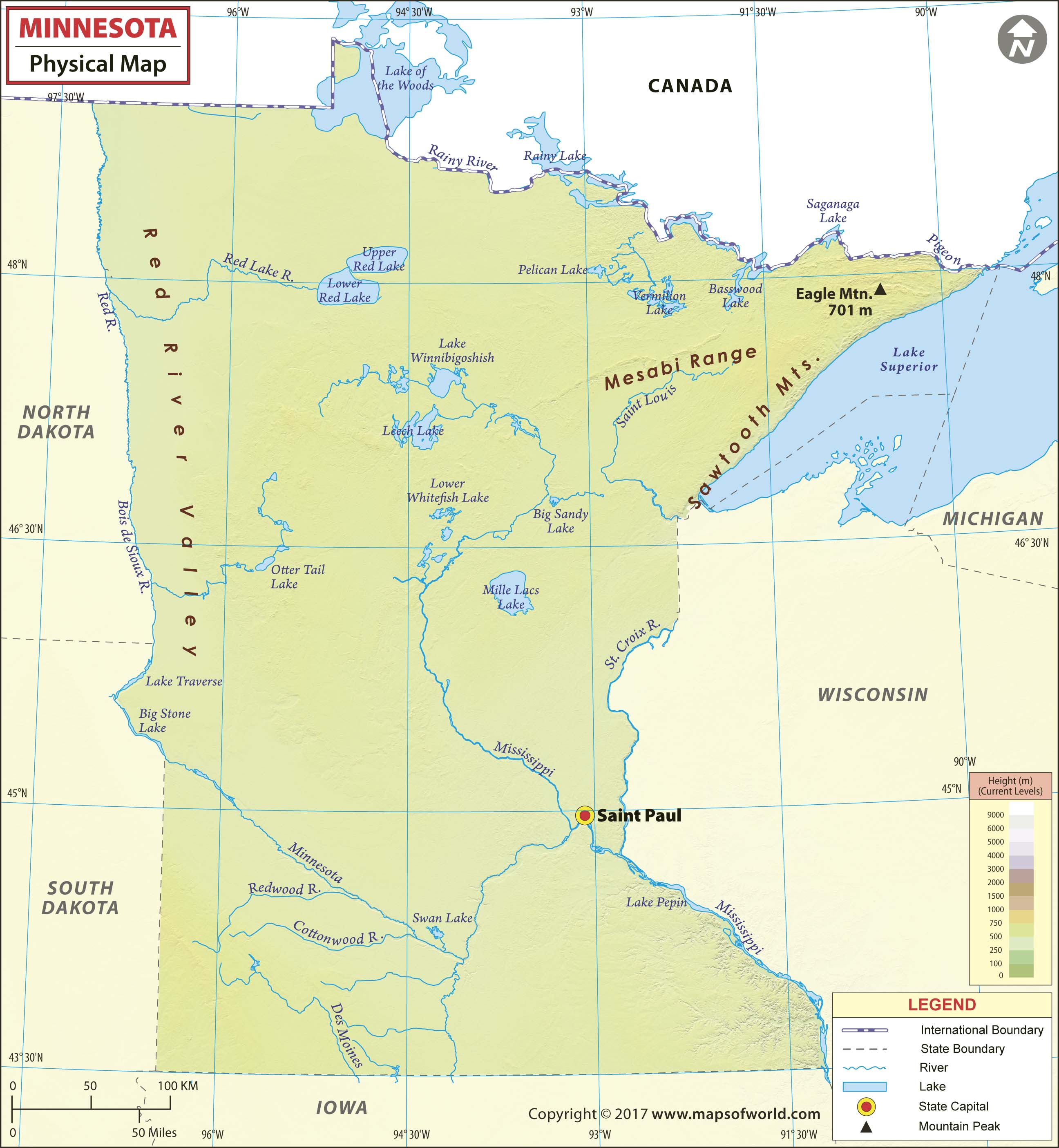 Buy Map Minnesota Physical Wall Map By Raven Maps Yellowmaps Map Store   Minnesota Physical 