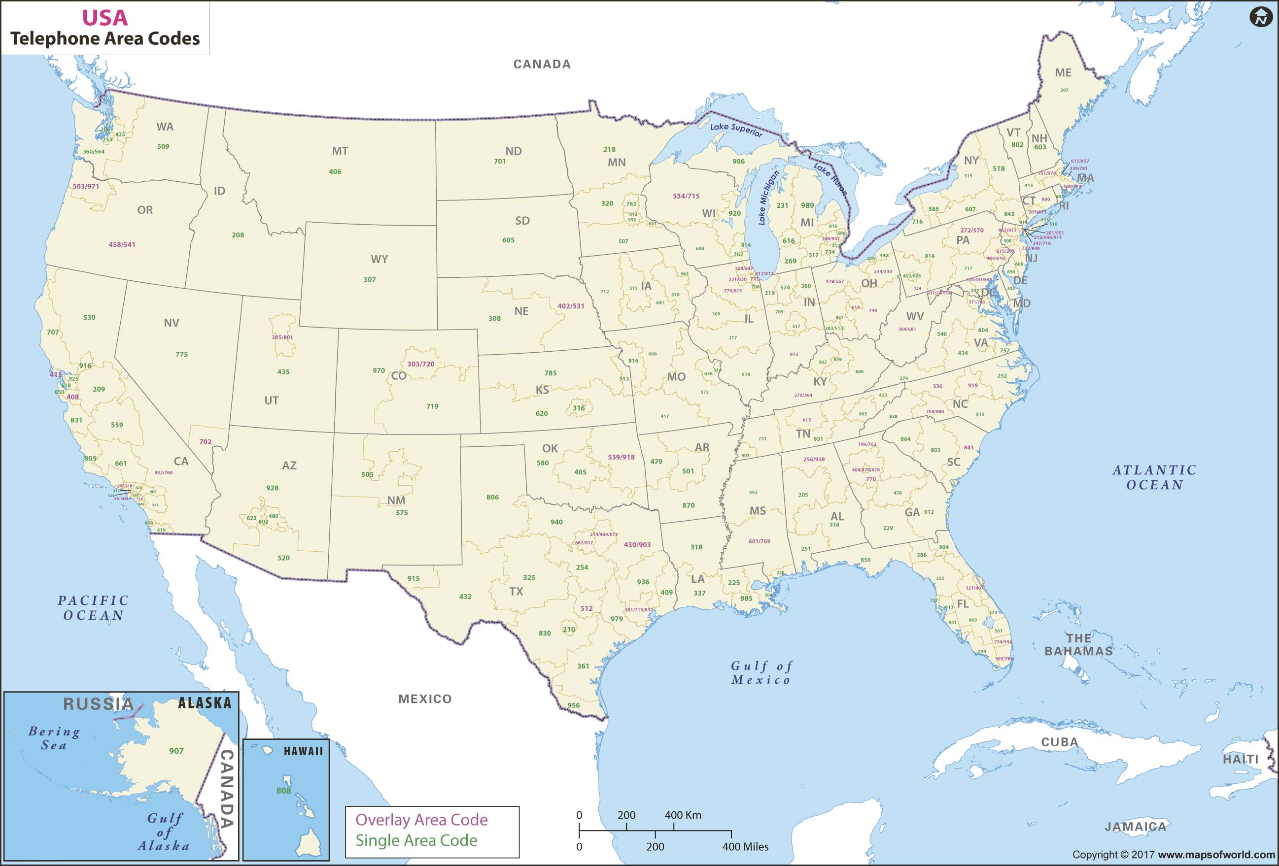 Usa Telephone Area Code Map United States Map
