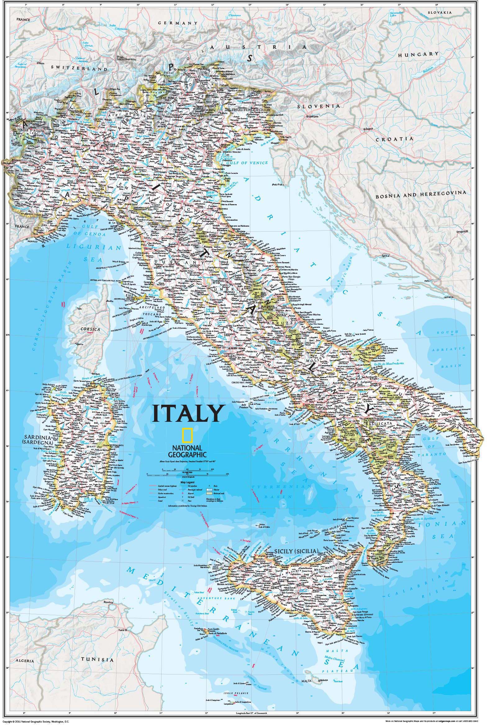 Italy Wall Map By National Geographic MapSales   Italy 