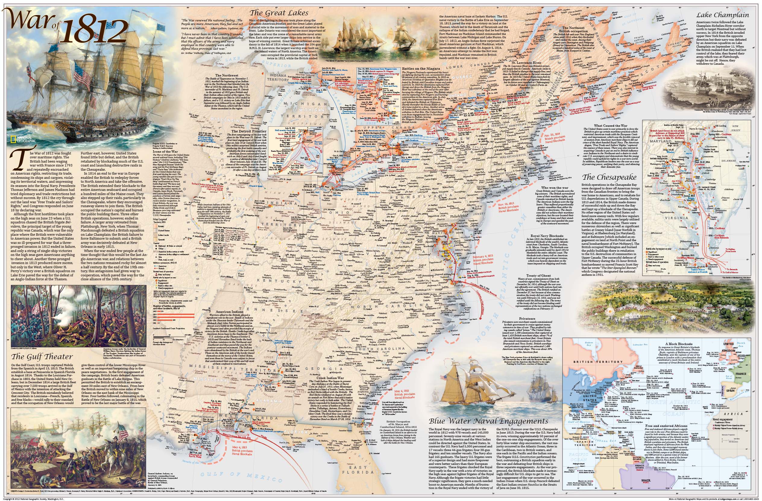 War Of 1812 Wall Map By National Geographic Mapsales 3321