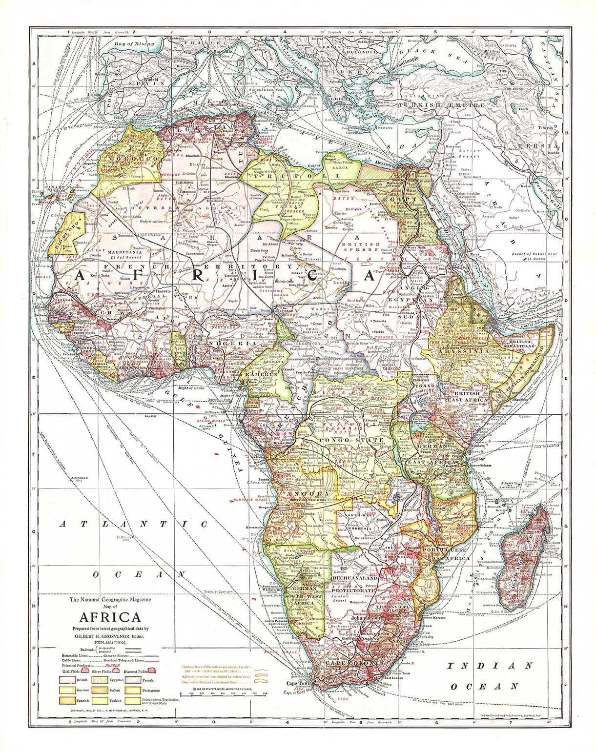 Africa 1909 Wall Map by National Geographic - MapSales