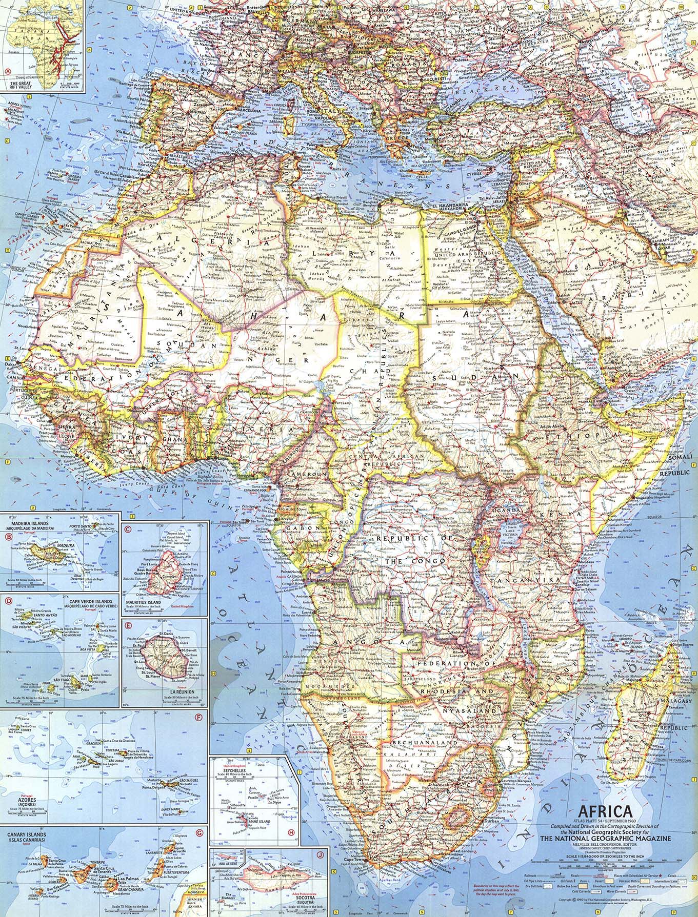 Africa 1960 Wall Map by National Geographic - MapSales