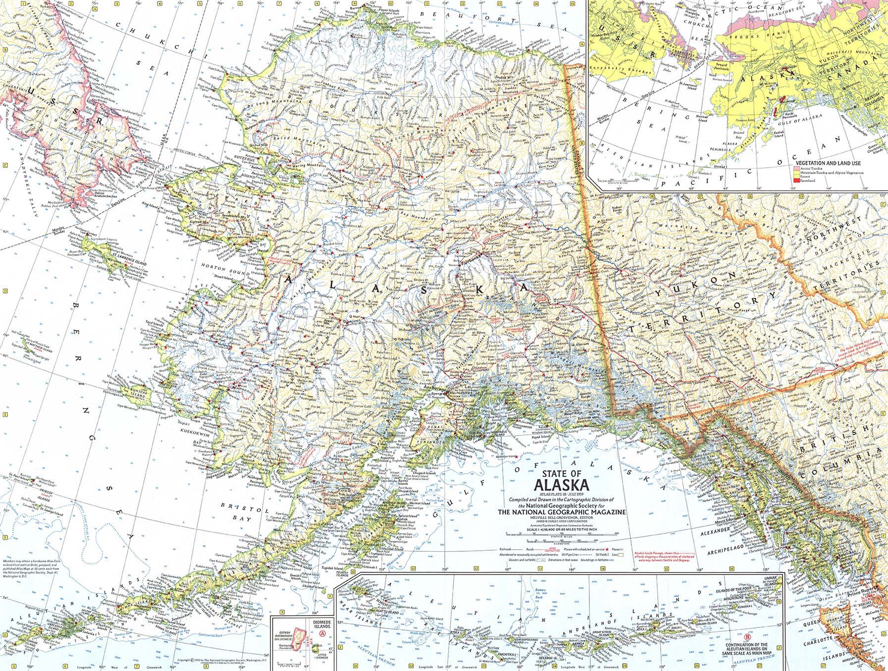 Alaska Wall Map Rolled Map Of Alaska Images   Alaska 1959 