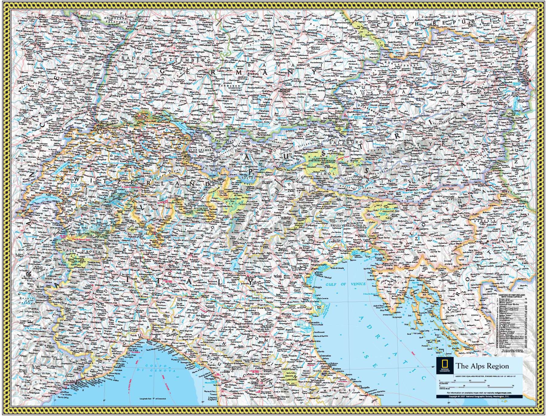 The Alps Wall Map by National Geographic - MapSales