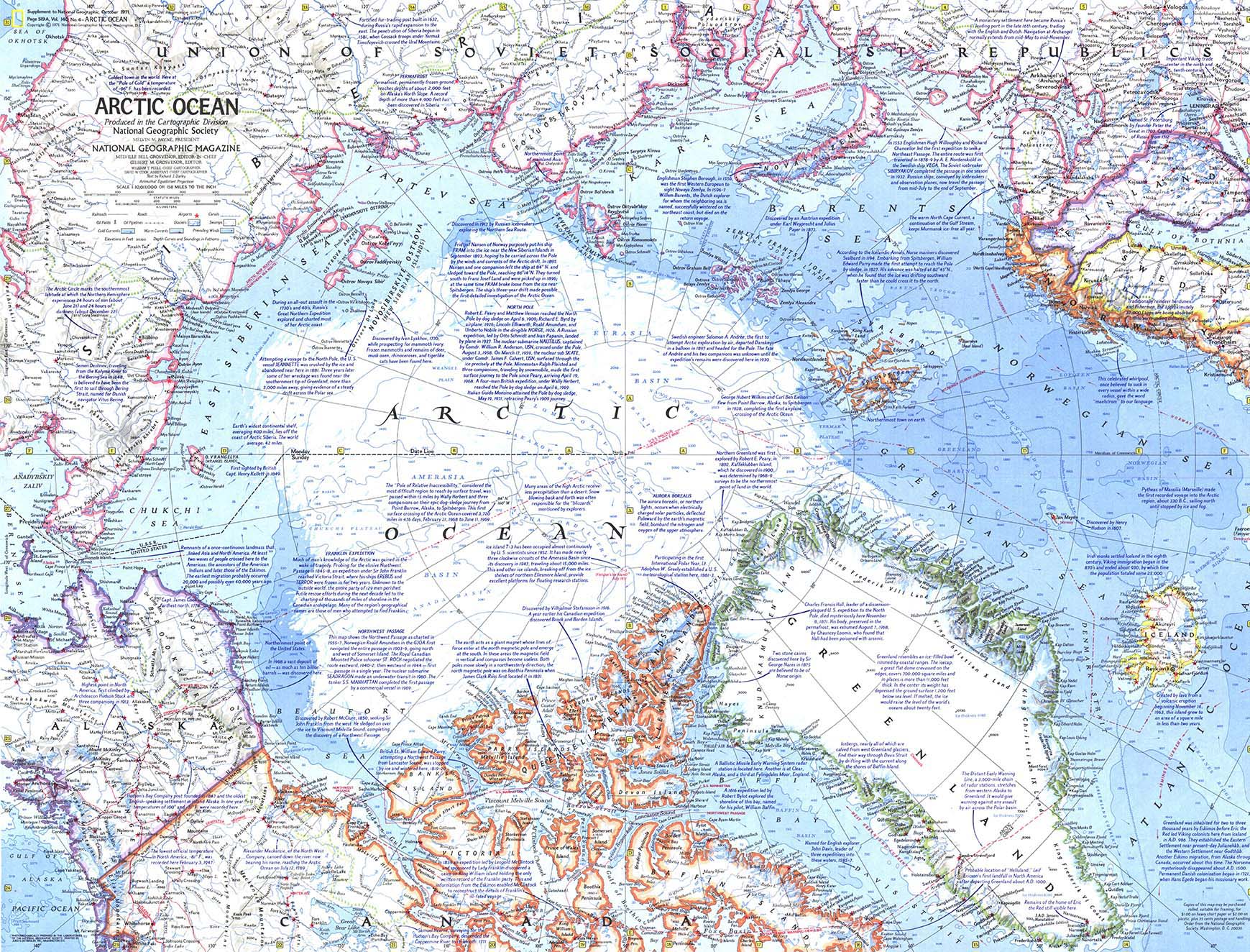 Arctic Ocean Wall Map 1971 by National Geographic - MapSales