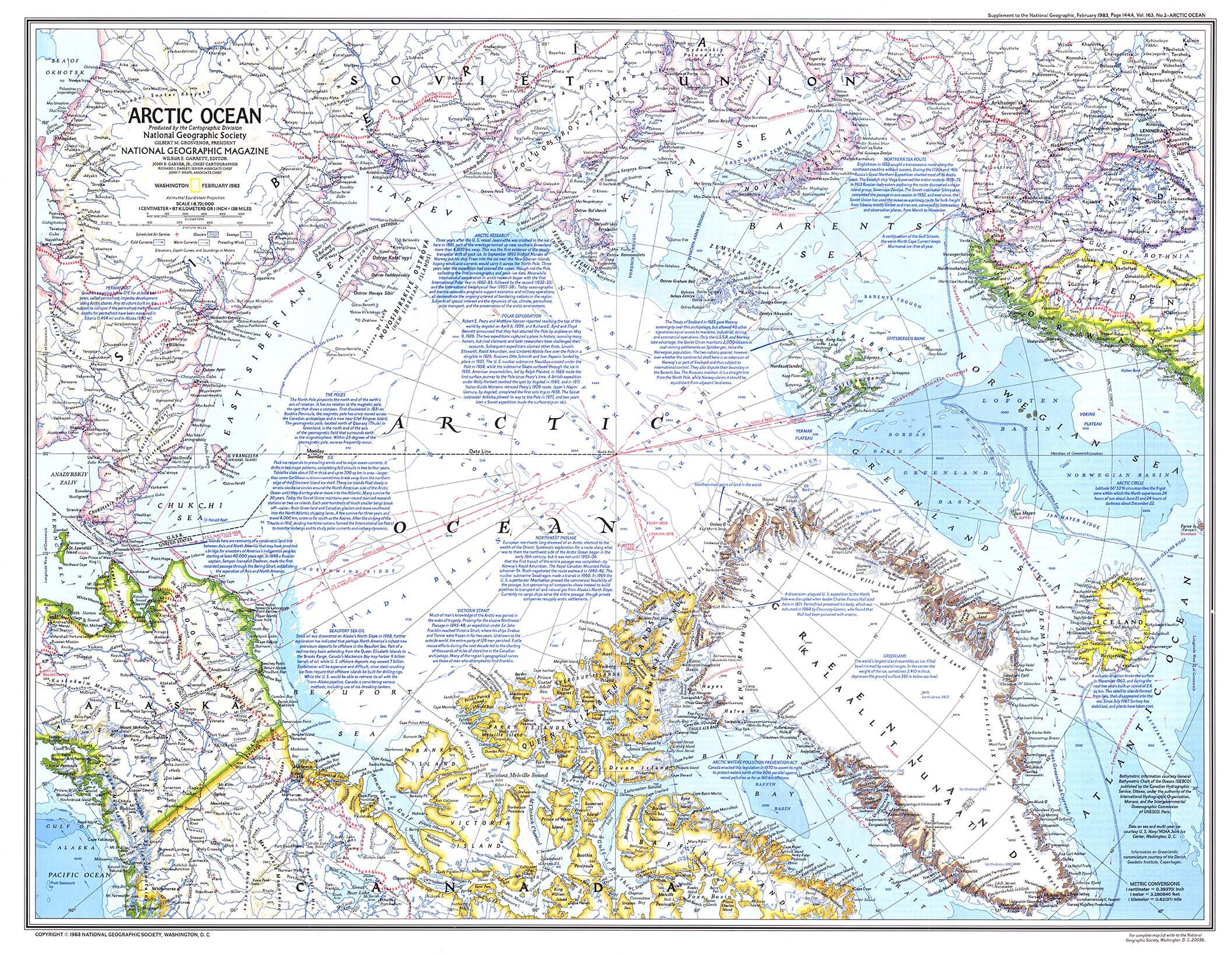 Arctic Ocean Wall Map 1983 By National Geographic Mapsales