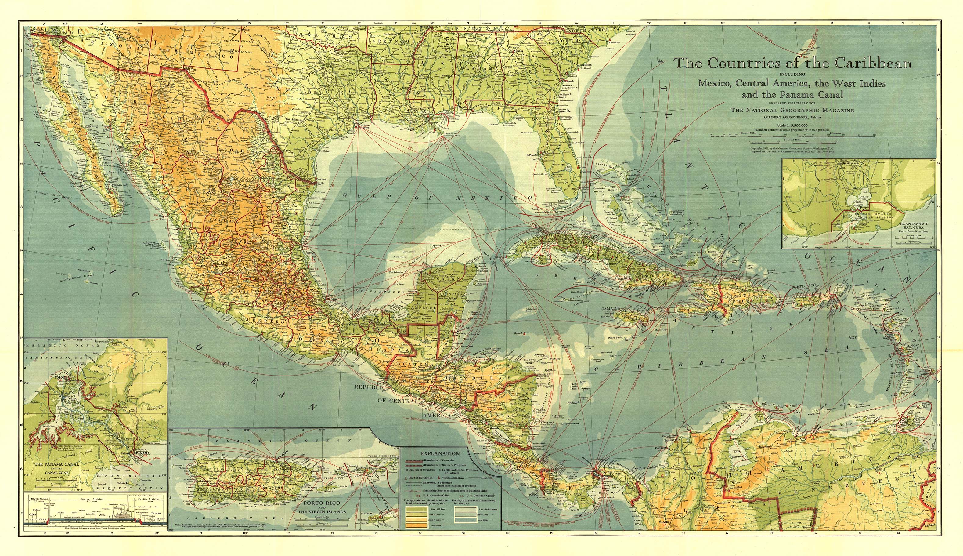countries-of-the-caribbean-1922-wall-map-by-national-geographic