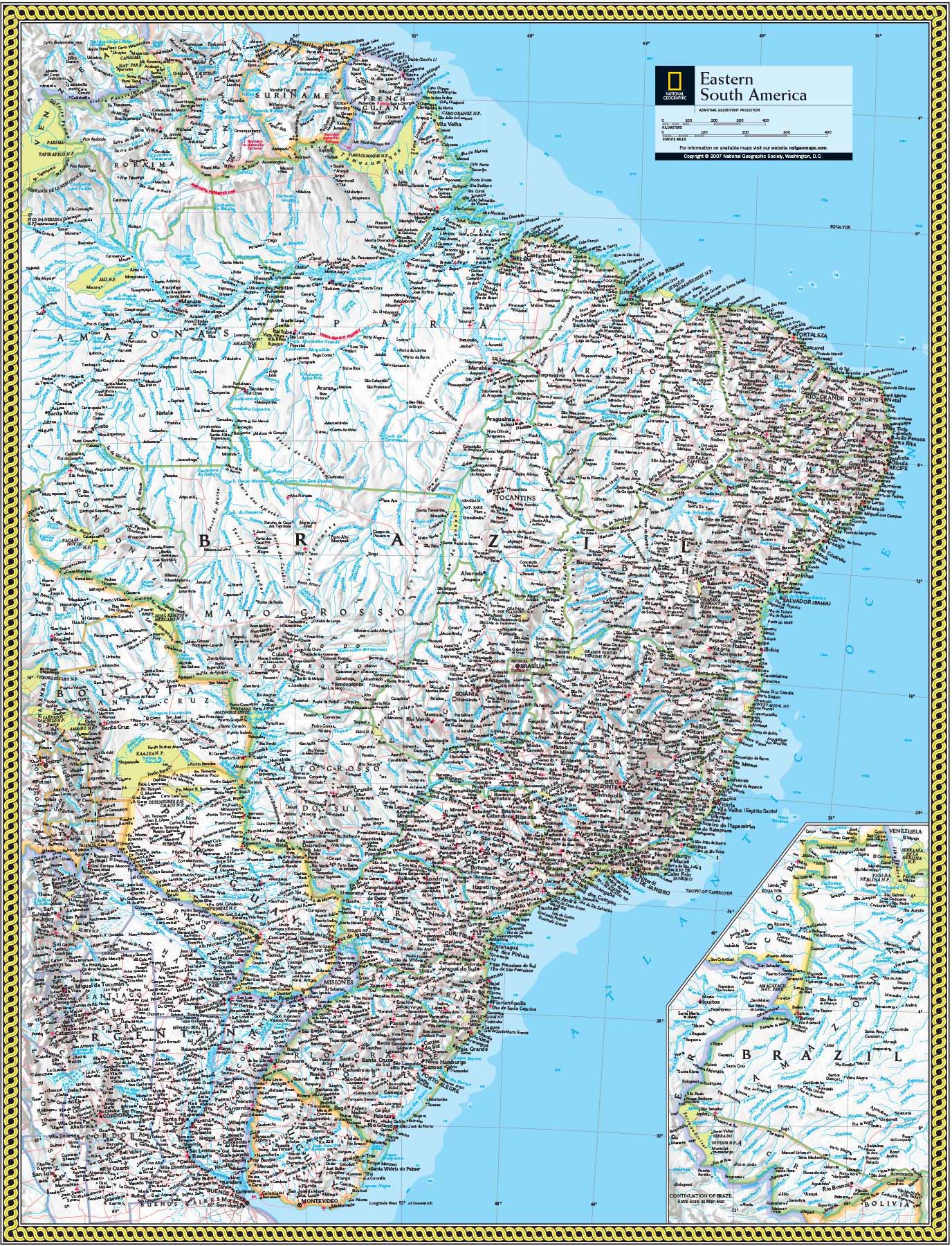 Eastern South America Wall Map by National Geographic