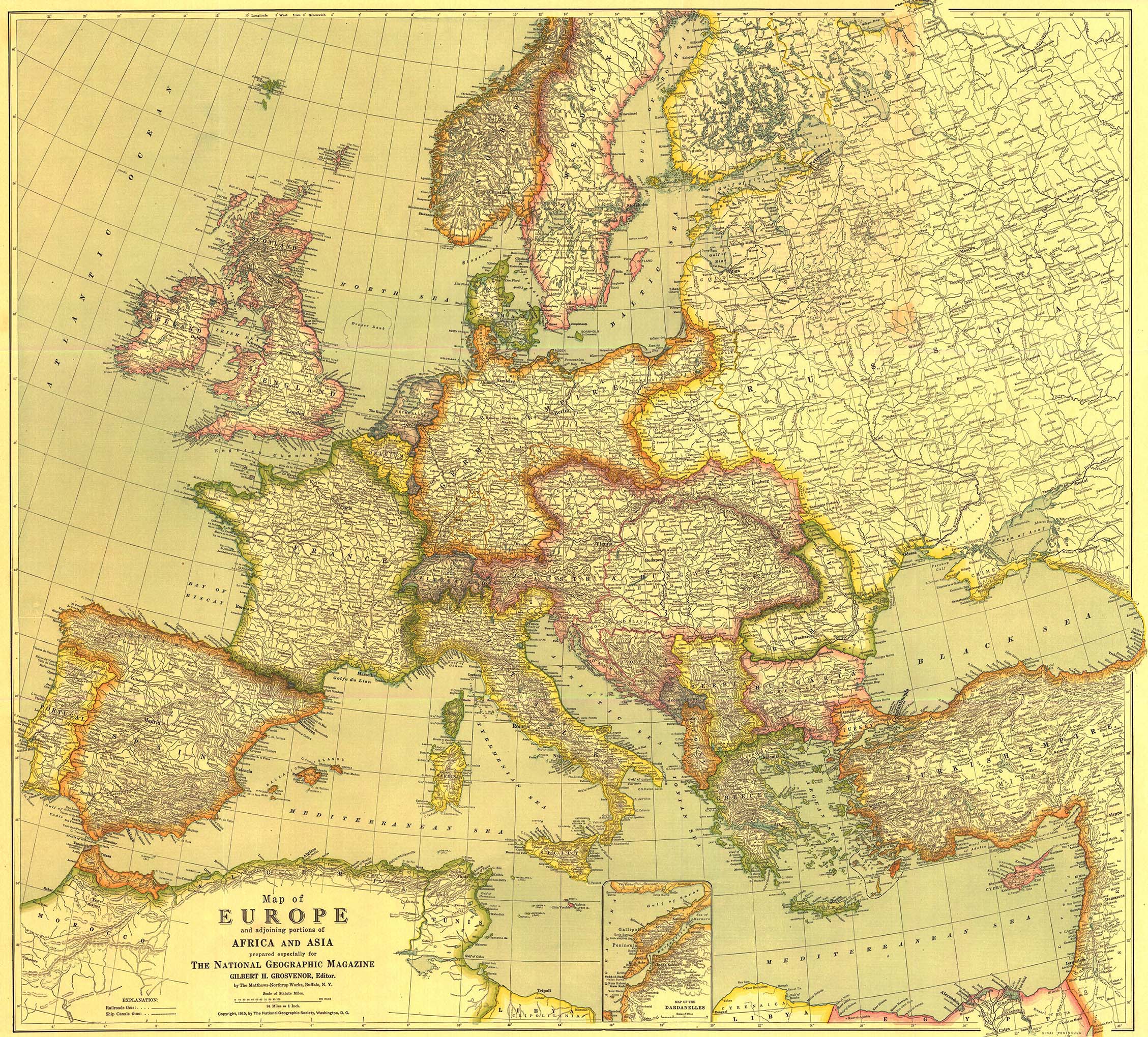 Europe 1915 Wall Map by National Geographic