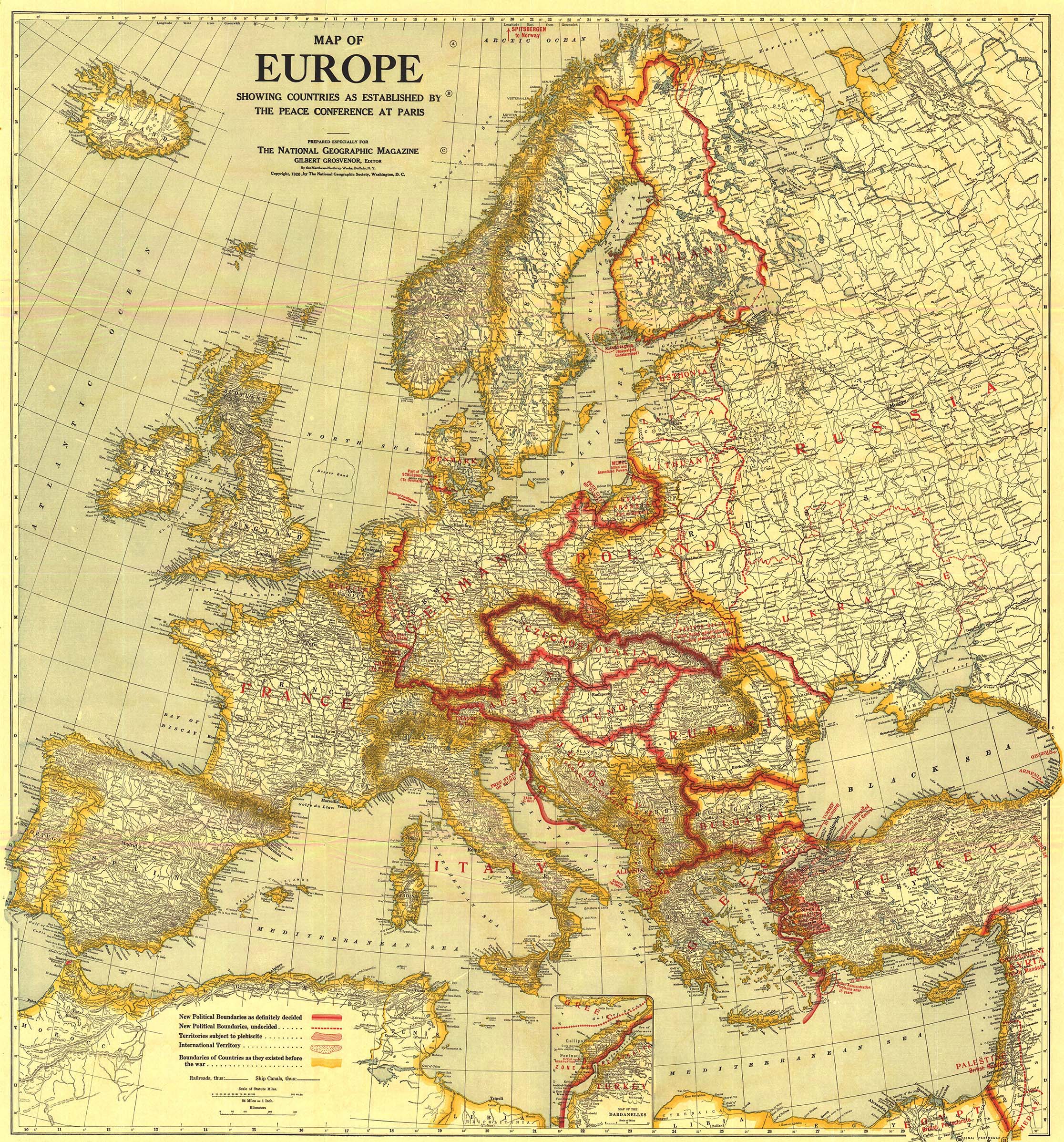 Europe 1921 Wall Map By National Geographic   Europe 1921 