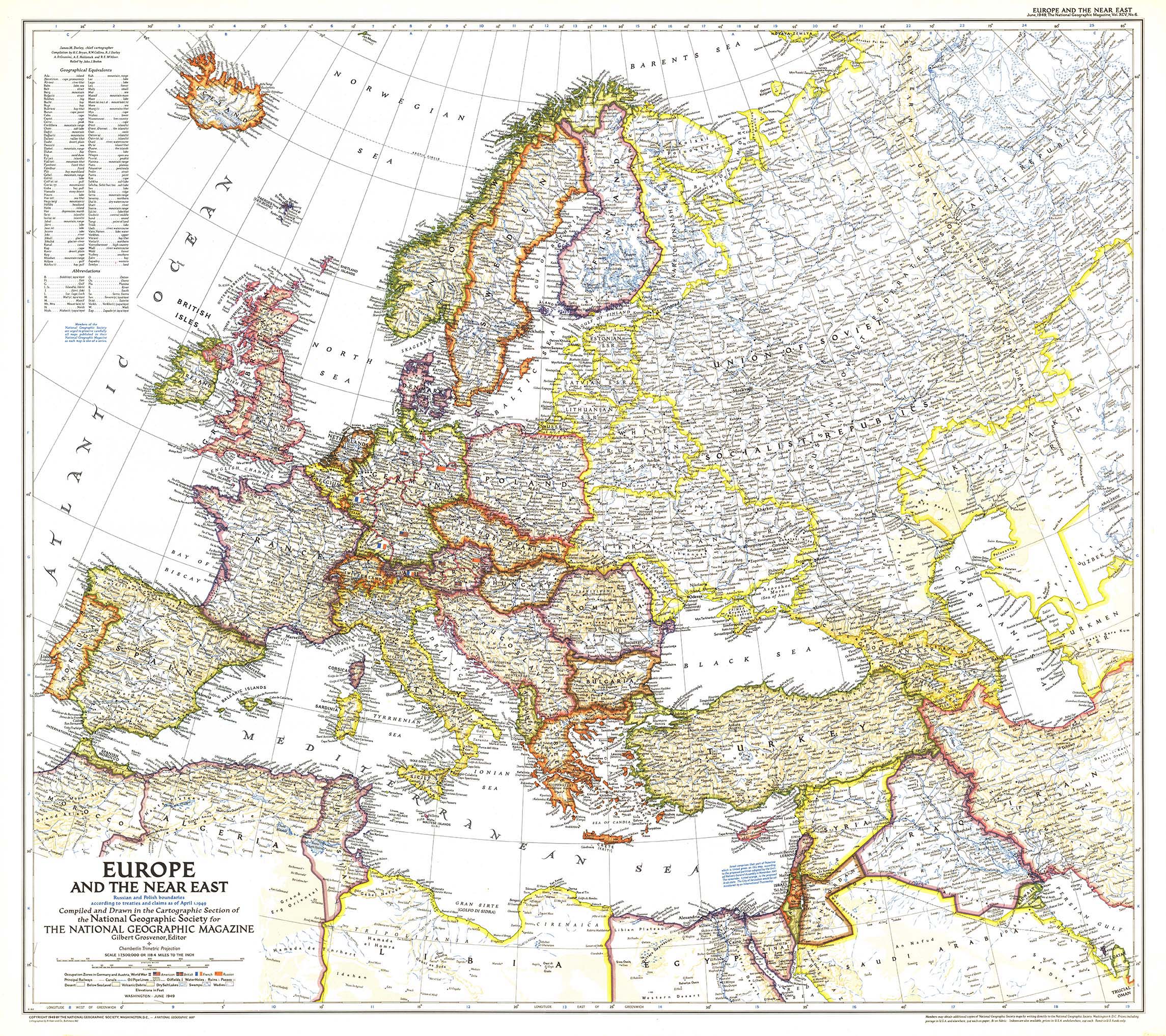 Карта европы 1950 года