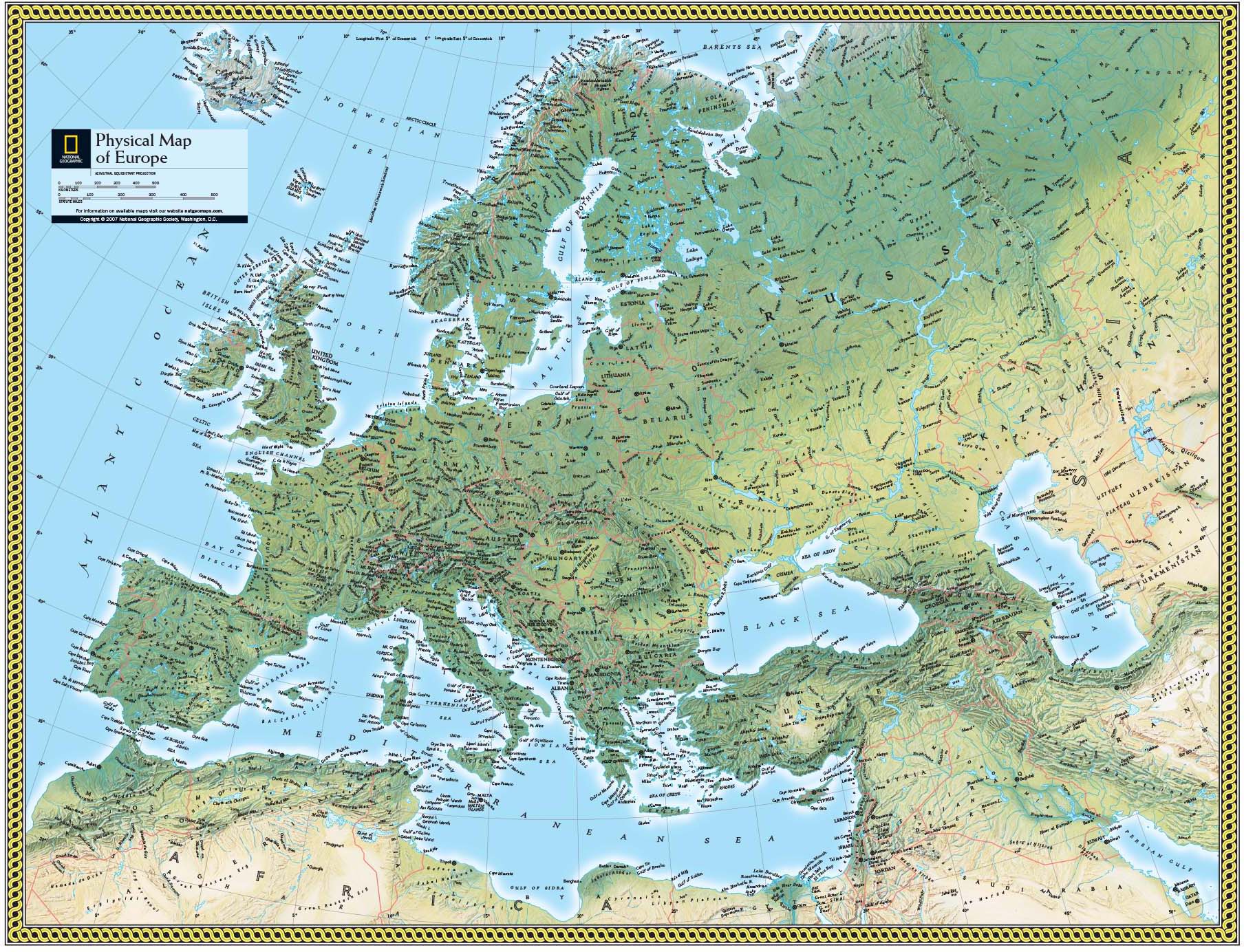 Free Printable Labeled Map Of Europe Physical Templat - vrogue.co
