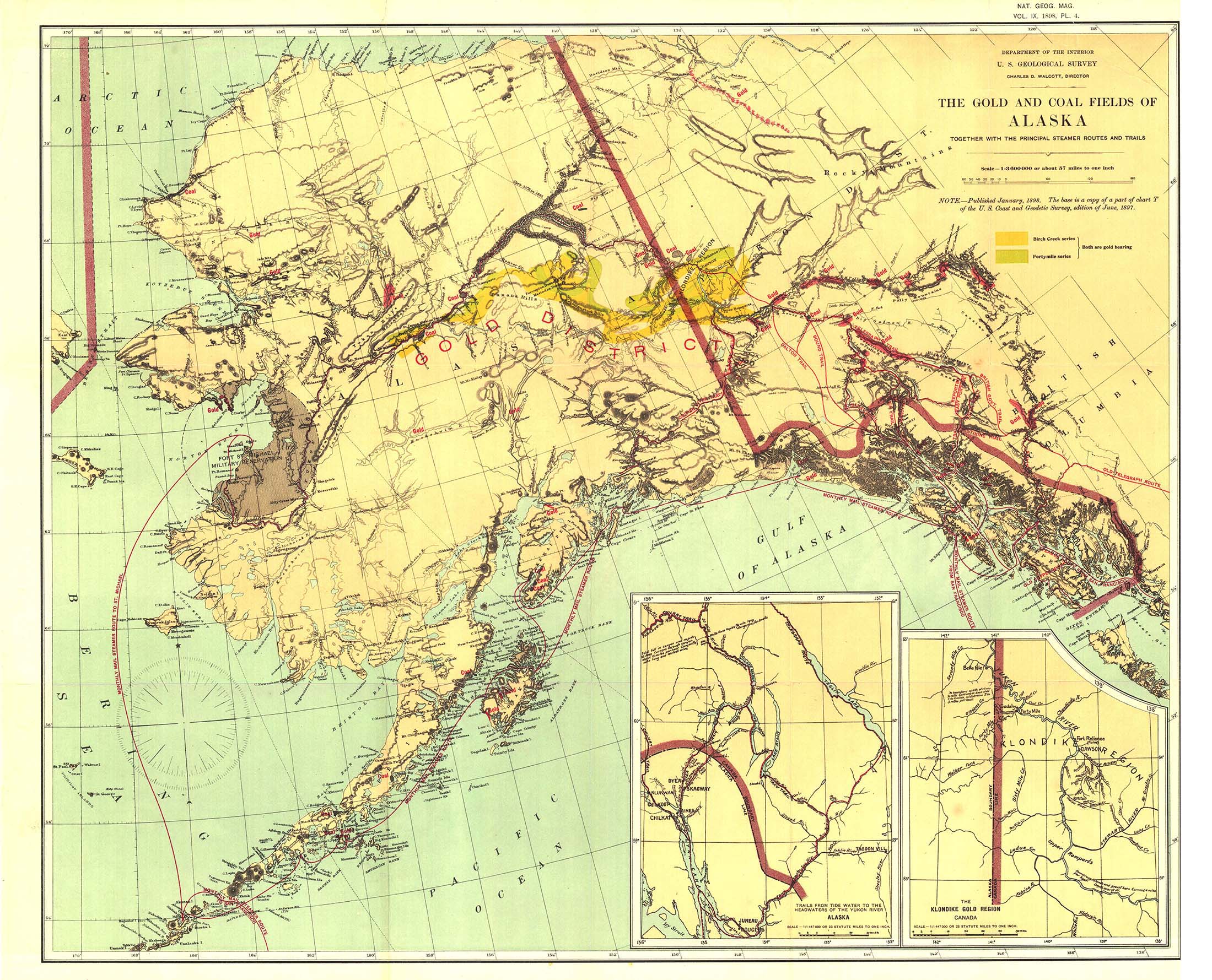 Gold And Coal Fields Of Alaska Wall Map By National Geographic MapSales   Gold Coal Alaska 1898 