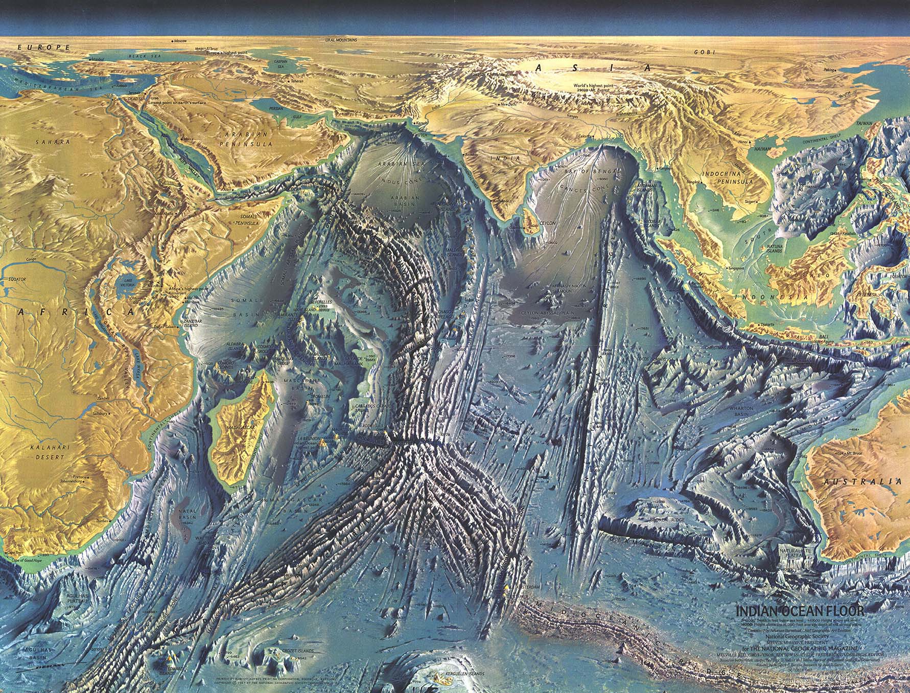 Indian Ocean Floor 1967 Wall Map by National Geographic - MapSales.com