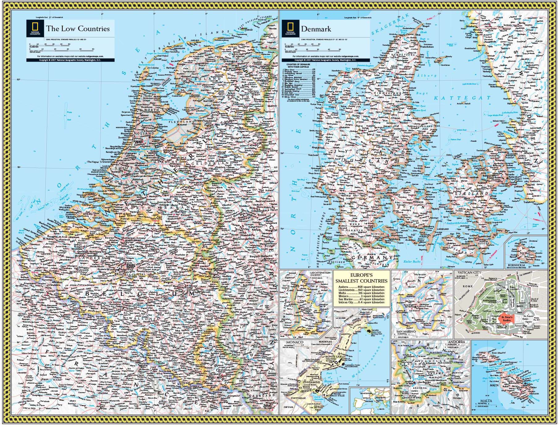 Low Countries and Denmark Wall Map by National Geographic - MapSales