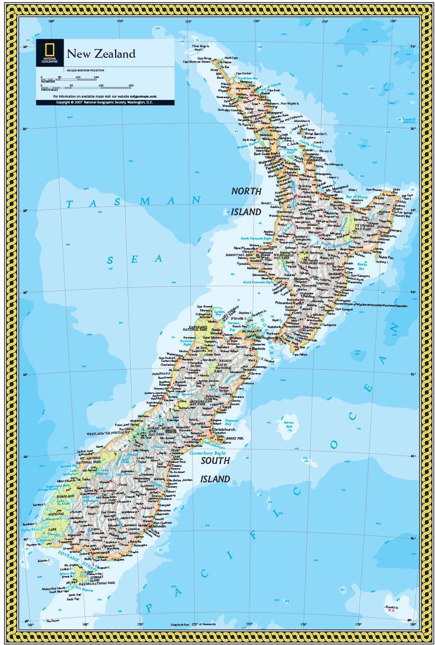 New Zealand Wall Map by National Geographic - MapSales