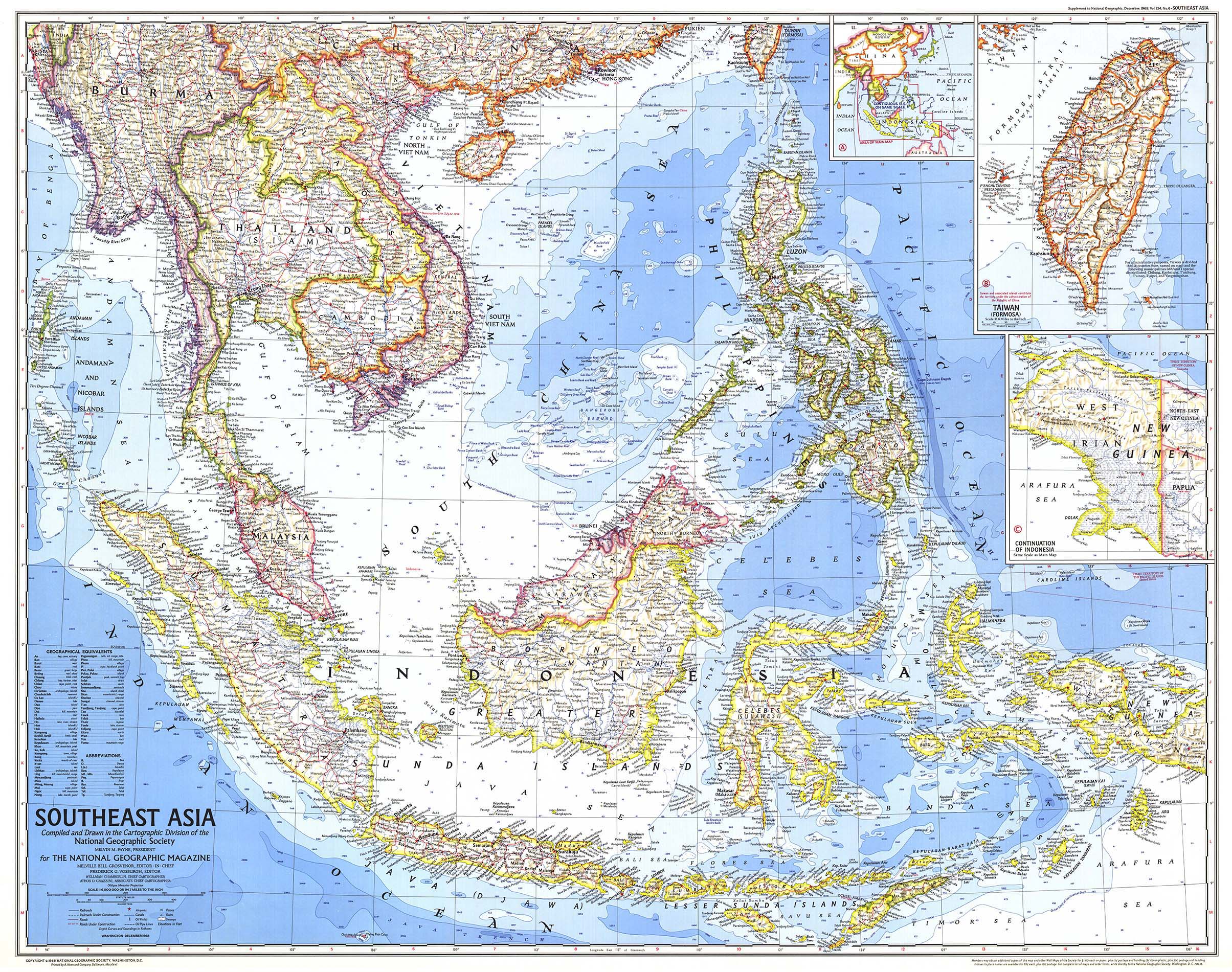 Southeast Asia 1968 Wall Map By National Geographic Mapsales 7625